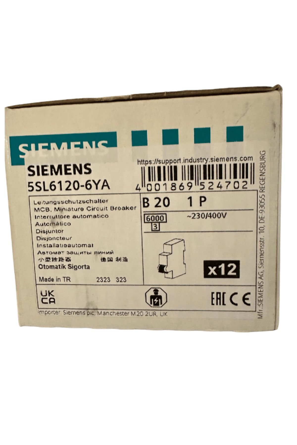 Siemens B20 1P Otomatik Sigorta (1 Adet)
