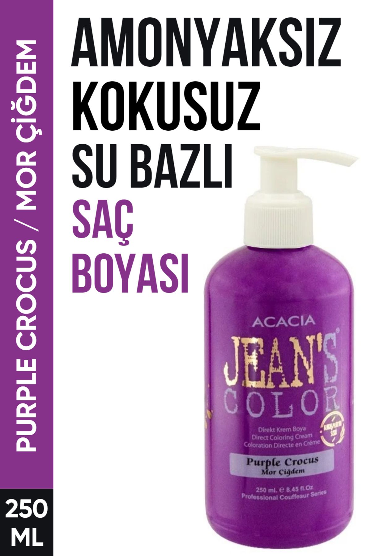 jeans color Amonyaksız Mor Çiğdem Renkli Saç Boyası 250 Ml Kokusuz Su Bazlı Purple Crocus Hair Dye