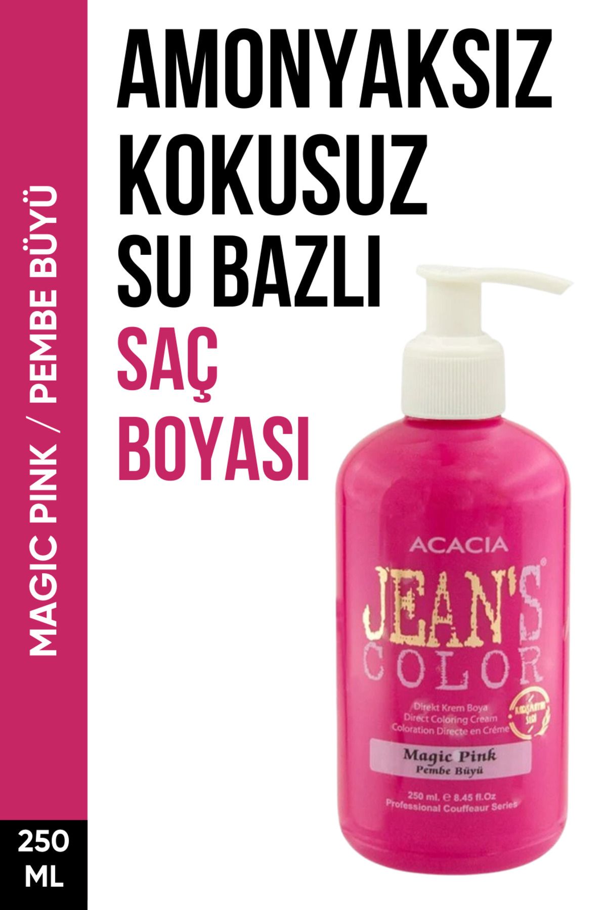 jeans color Amonyaksız Pembe Büyü Saç Boyası 250 Ml Kokusuz Su Bazlı Magic Pink Hair Dye