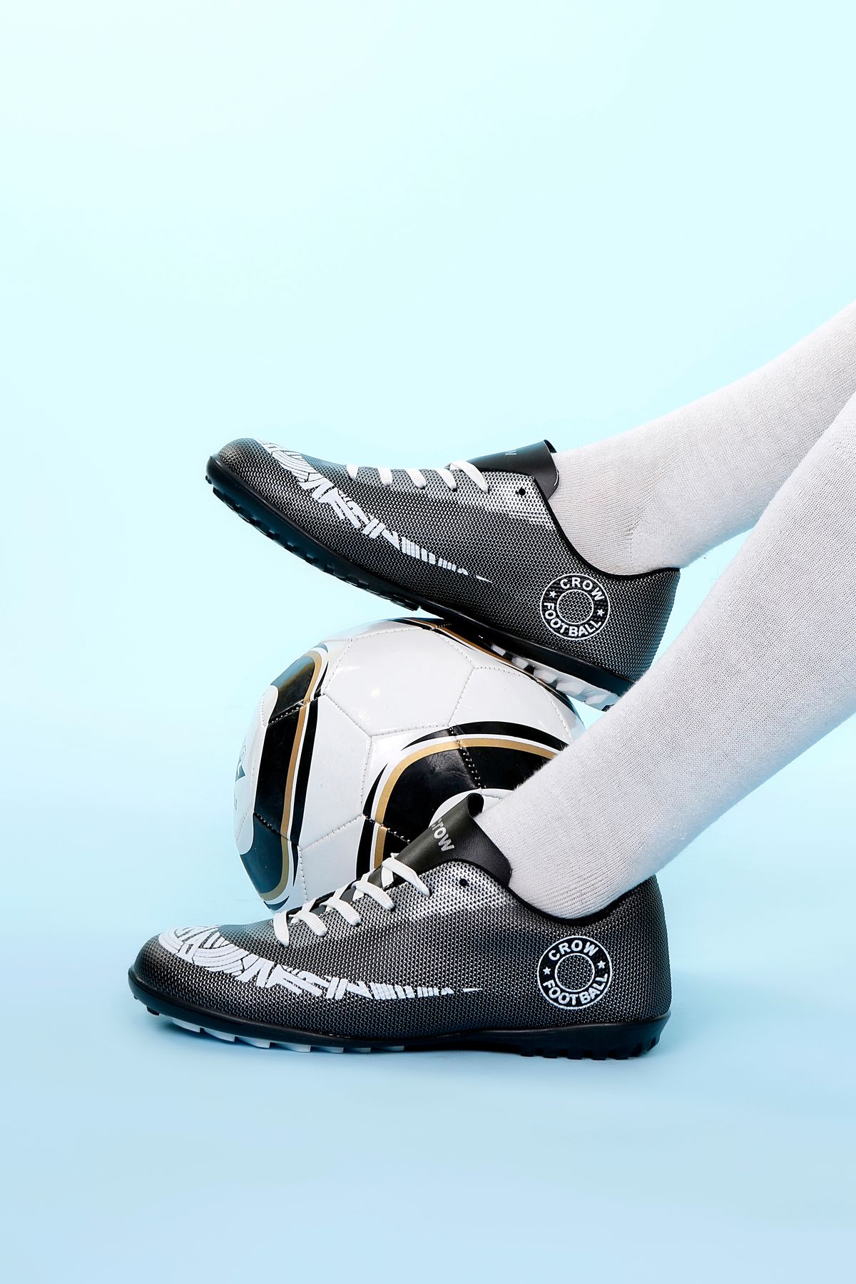AYN-Shoes Siyah-Beyaz Super Mercury Halı Saha Futbol Ayakkabısı