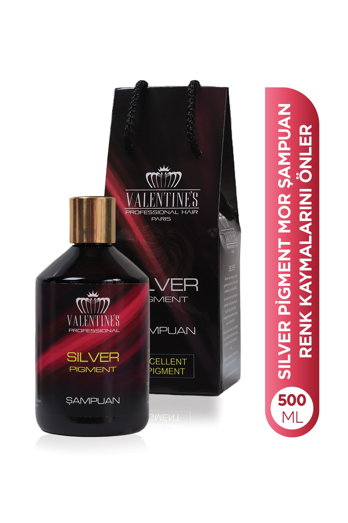 VALENTINES PROFESSIONAL Premium Silver Pigment Mor Şampuan / Her Yıkamada Kuaförden Yeni Çıkmış Gibi