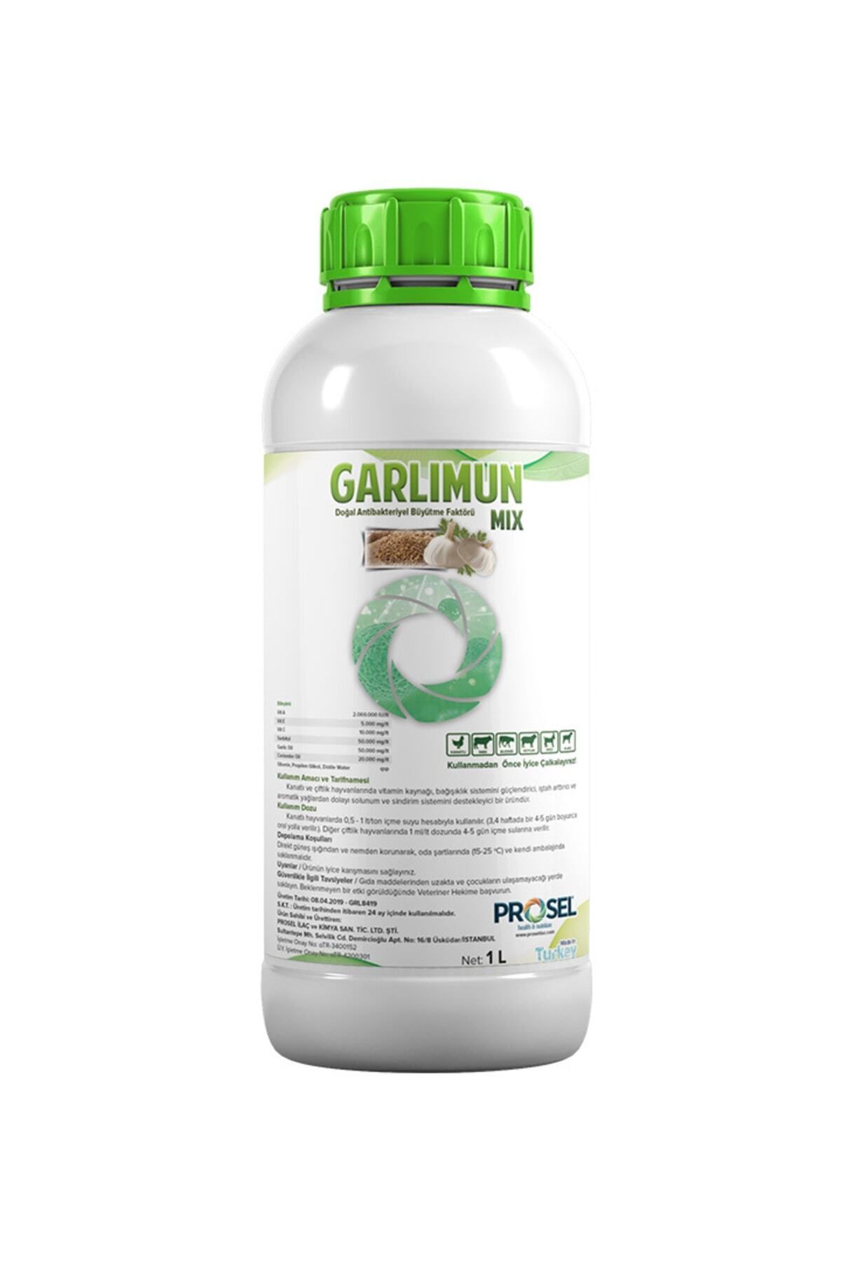 Prosel Garlimun Mix Tavuk Güvercin Kanatlı Hayvanlar Için Vitamin Doğal Sarımsaklı 1 Litre