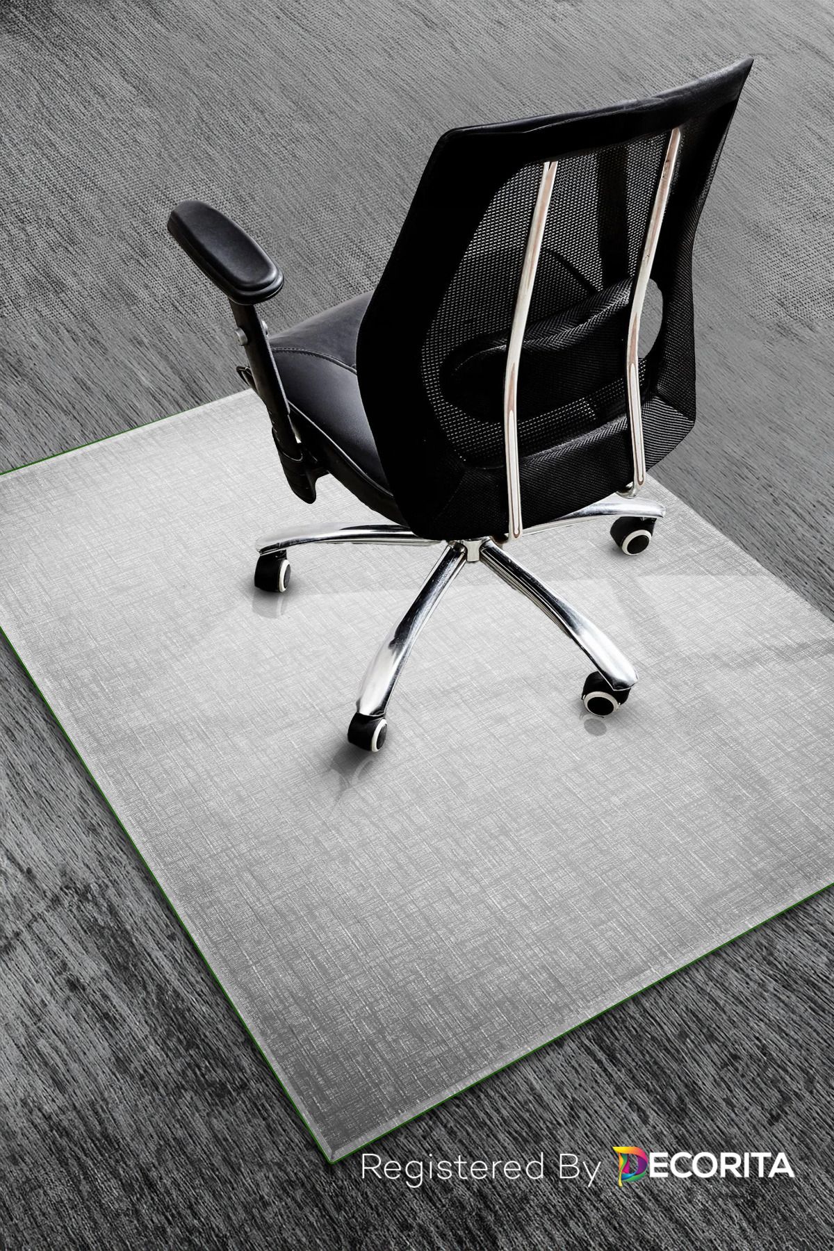 Decorita Cam Sandalye Matı | Gri Çizgi Doku | Bizoteli | 100cm X 120cm