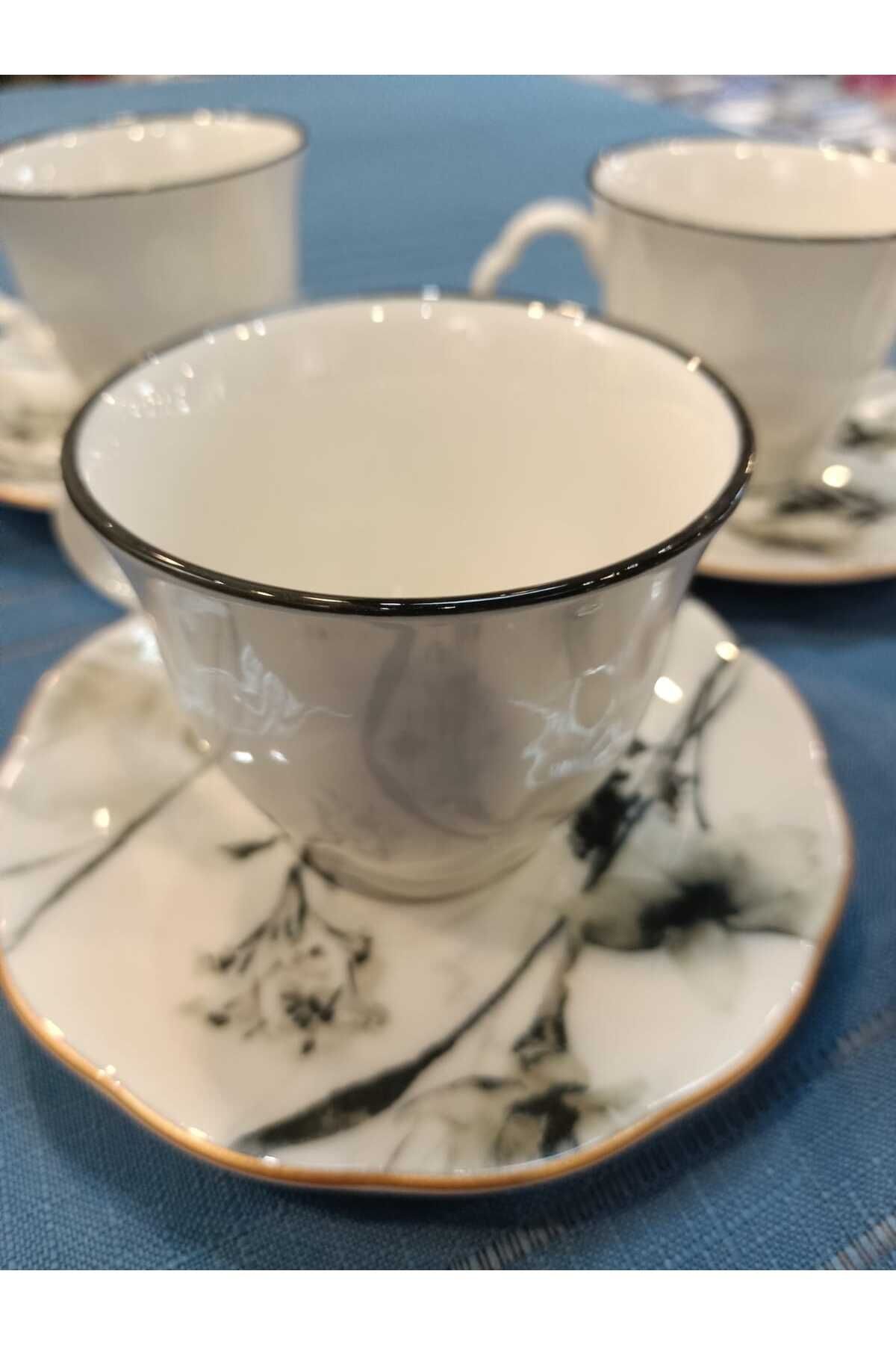 Tulü Porselen Tulu porselen 6 kişilik porselen çay fincan takımı