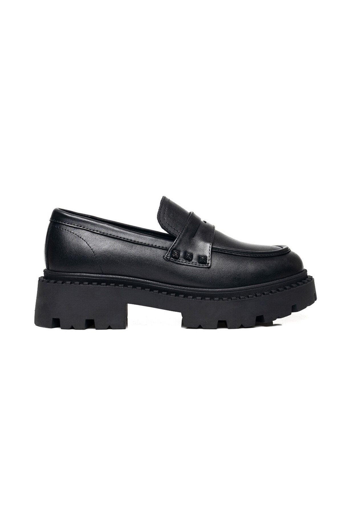 Greyder Kadın Siyah Hakiki Deri Loafer Ayakkabı 3k2ca32650