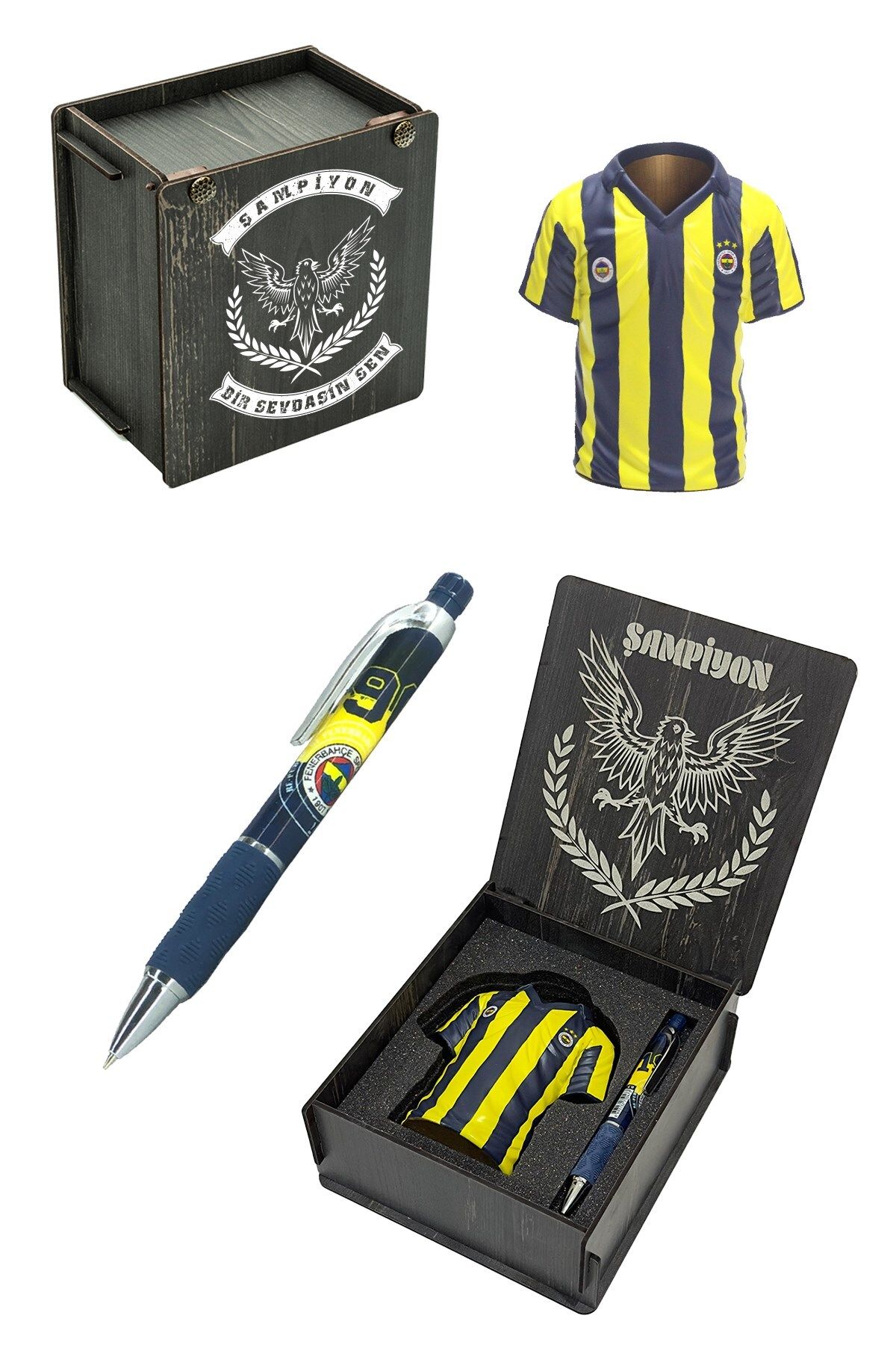 Fenerbahçe Lisanslı Forma Kalemlik ve Uçlu Kalem Hediyelik Set Ahşap Kutulu
