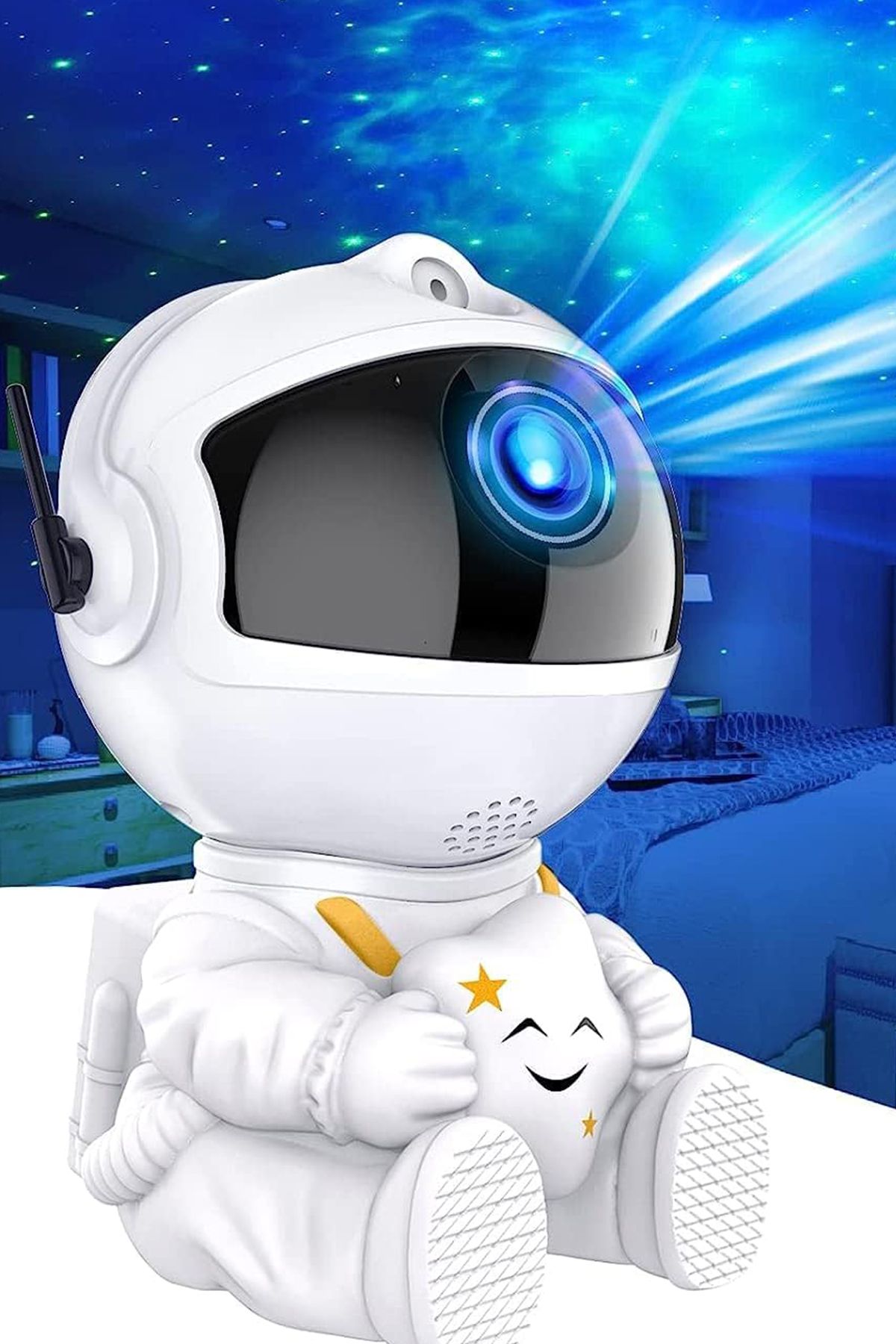 KRİZANTEM Kumandalı Mini Gece Lambası Yıldız Astronot Projektör Çocuk Odası Tavan Kamp Balkon Samanyolu 3D