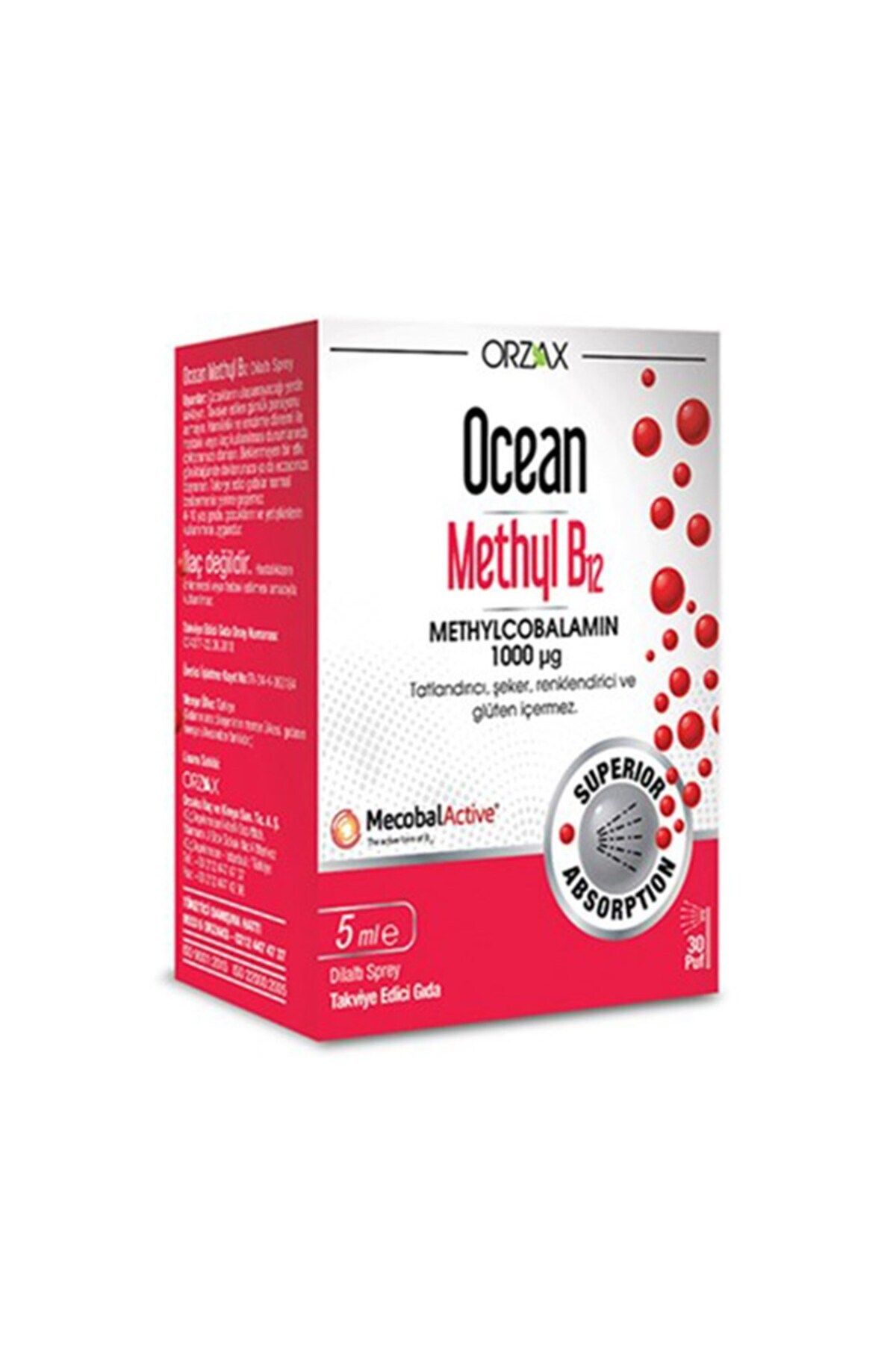 Orzax Ocean Methyl B12 1000 Mcg Sprey 5 ml