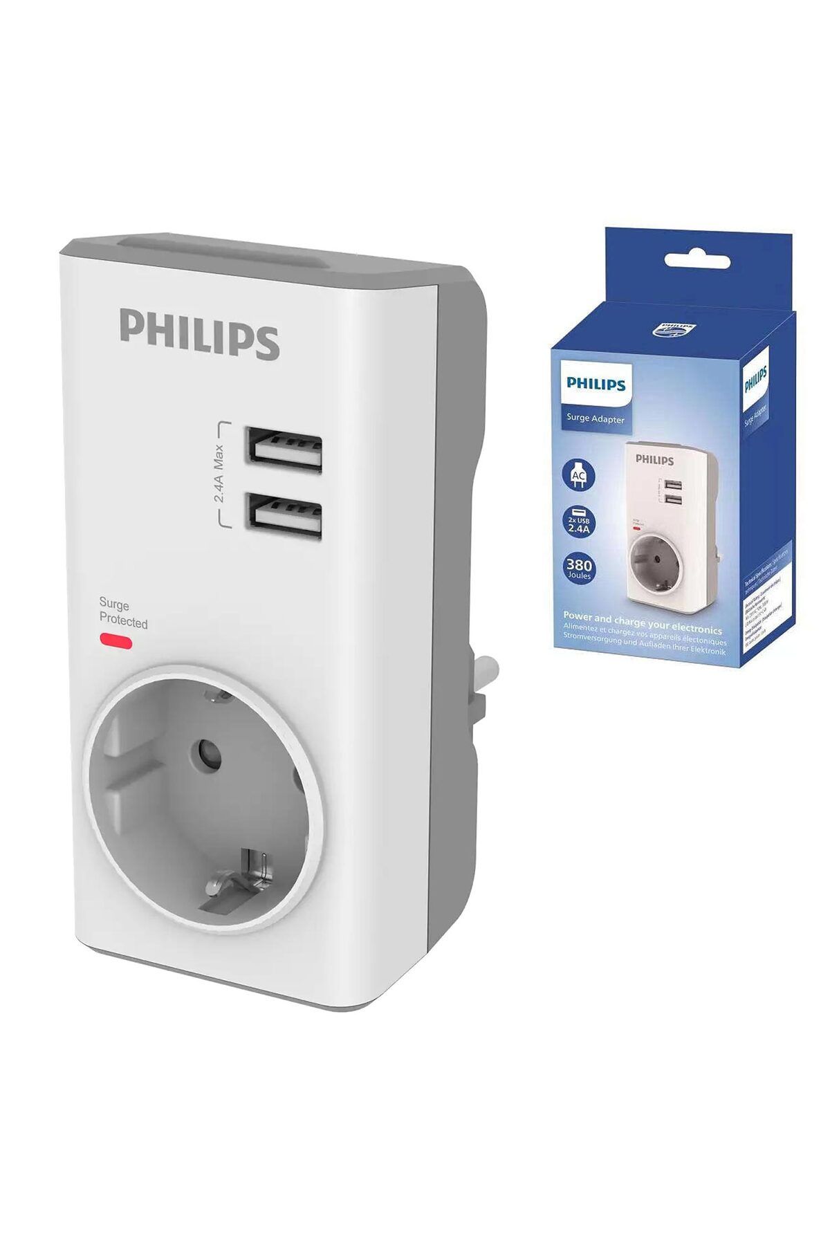 Philips AKIM KORUMALI PRİZ 380 JOULE 2XUSB PHILIPS CHP4010W