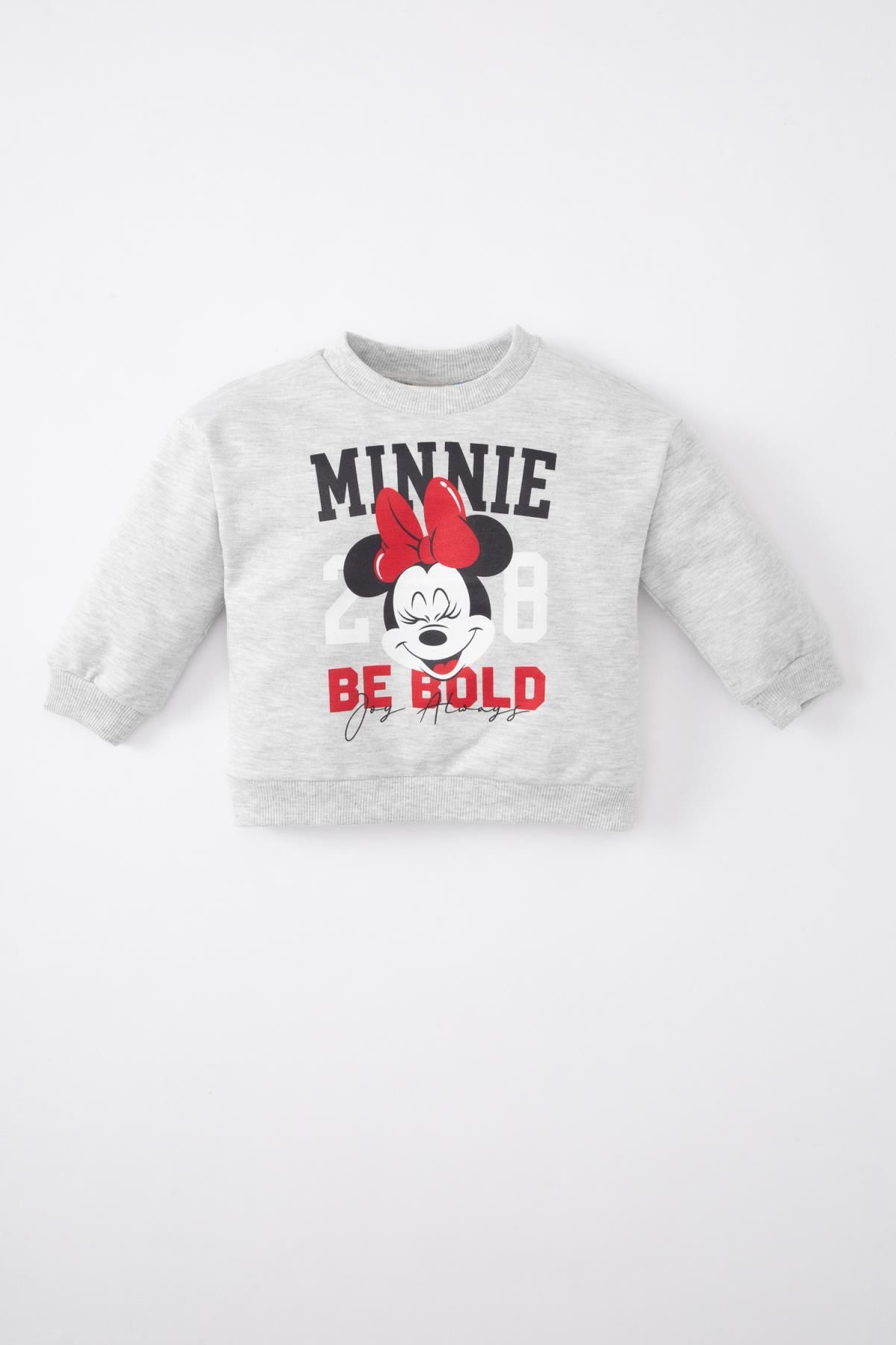 Defacto Kız Bebek Disney Mickey & Minnie Bisiklet Yaka Sweatshirt C0773a524sp