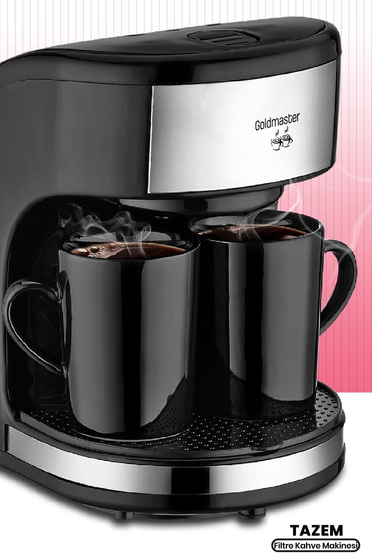 GoldMaster Tazem Paslanmaz Çelik Yıkanabilir Filtreli Çift Kupalı Filtre Kahve Makinesi