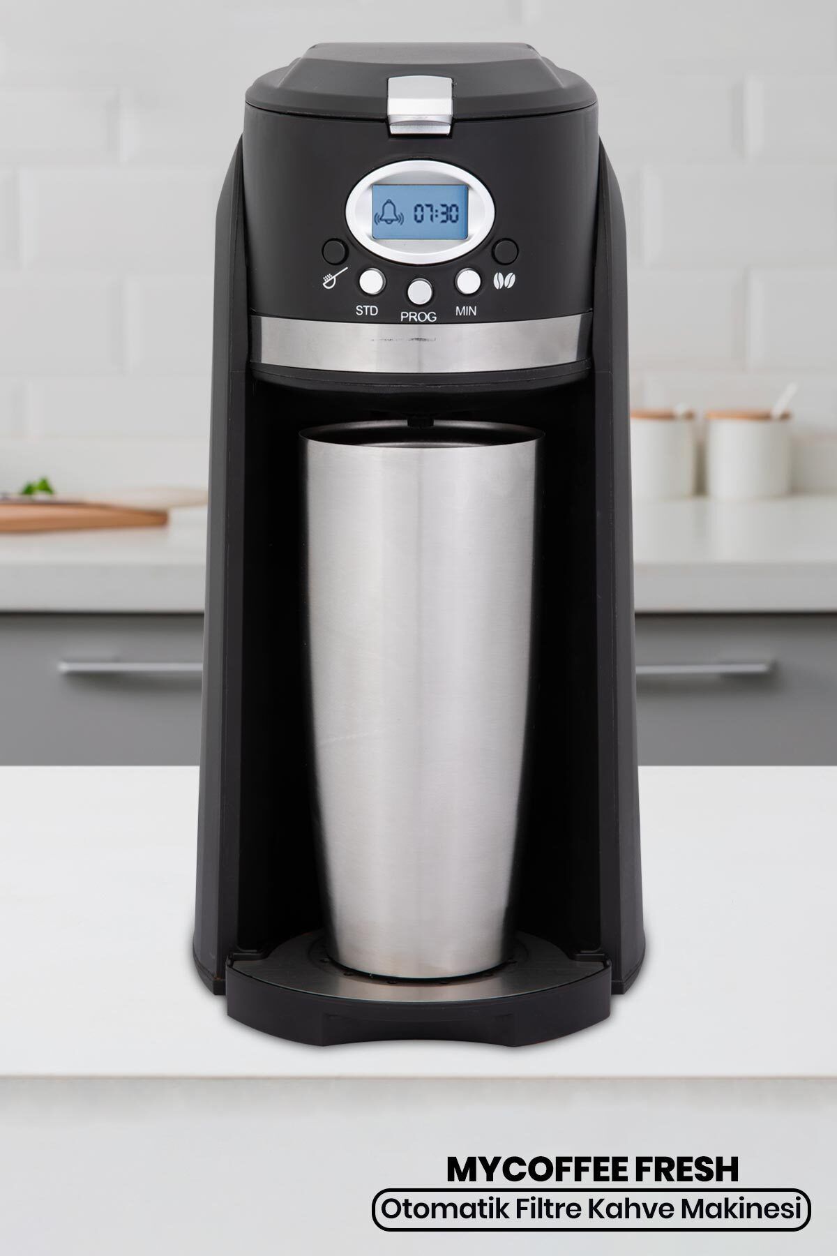 GoldMaster Fresh Kahve Çekirdeği Öğütücülü Dijital Göstergeli Zaman Ayarlı Otomatik Filtre Kahve Makinesi