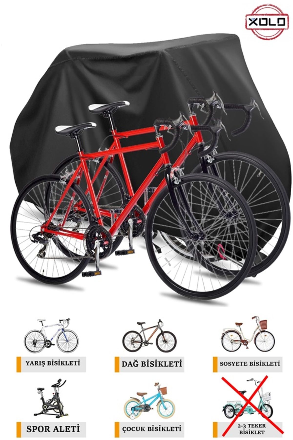 Xolo Bisiklet Brandası Su Geçirmez Tüm Modellerle Uyumlu Bisiklet Örtü Çadır Siyah-Gri Renk Seçenekli
