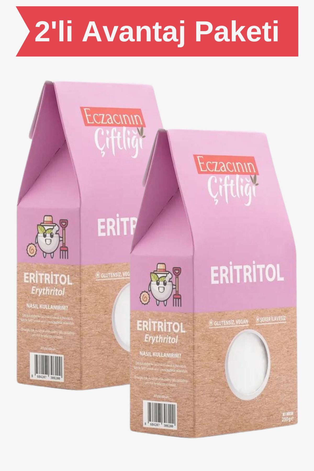 Eczacının Çiftliği Eritritol Doğal Tatlandırıcı 250 gr X 2 Adet - Erythritol / Ketojenik, Vegan Diyete Uygundur
