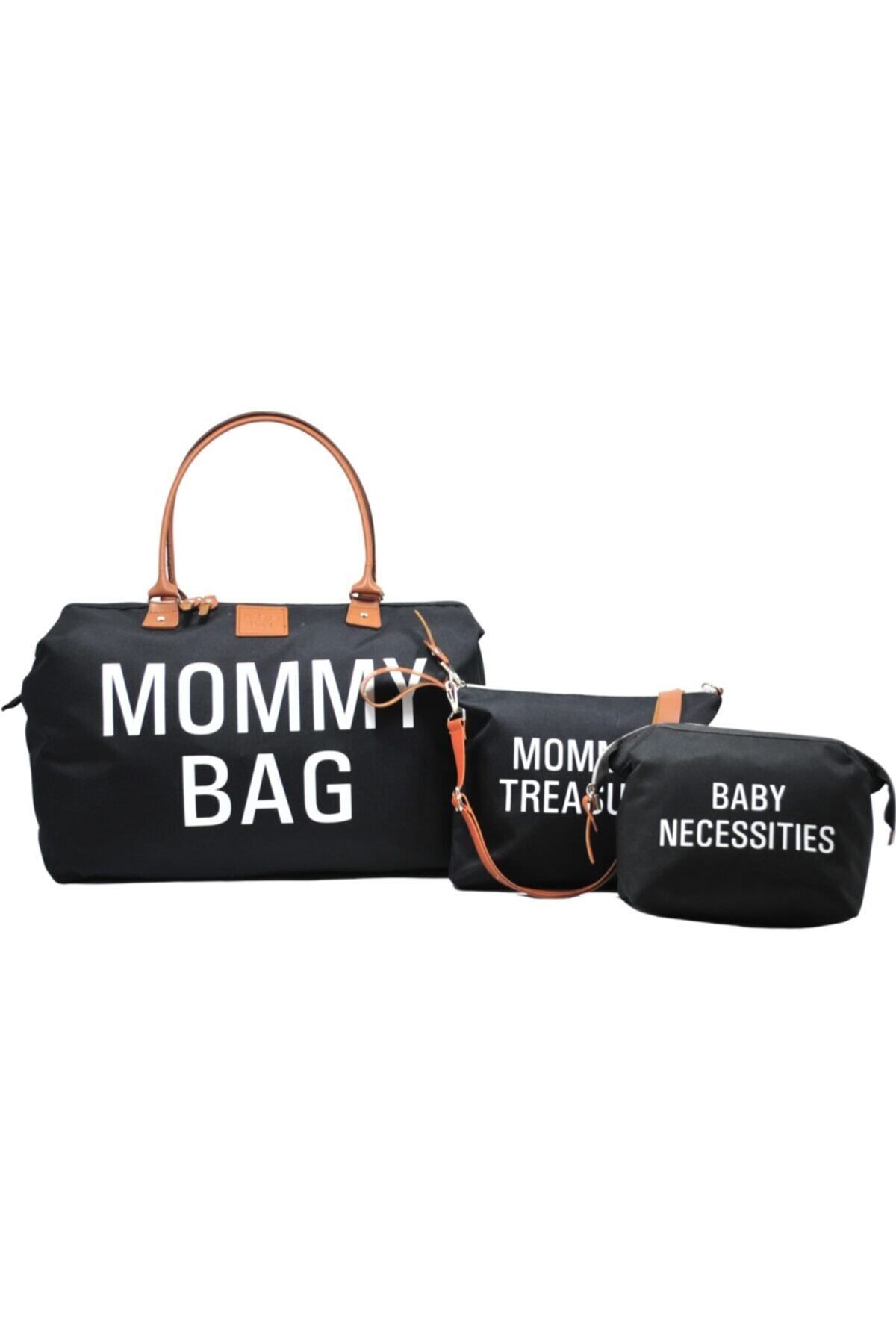 Babysi Mommy Bag Exclusive Tasarım 3'lü Set Siyah Baby Anne Bebek Bakım ve Kadın Çantası