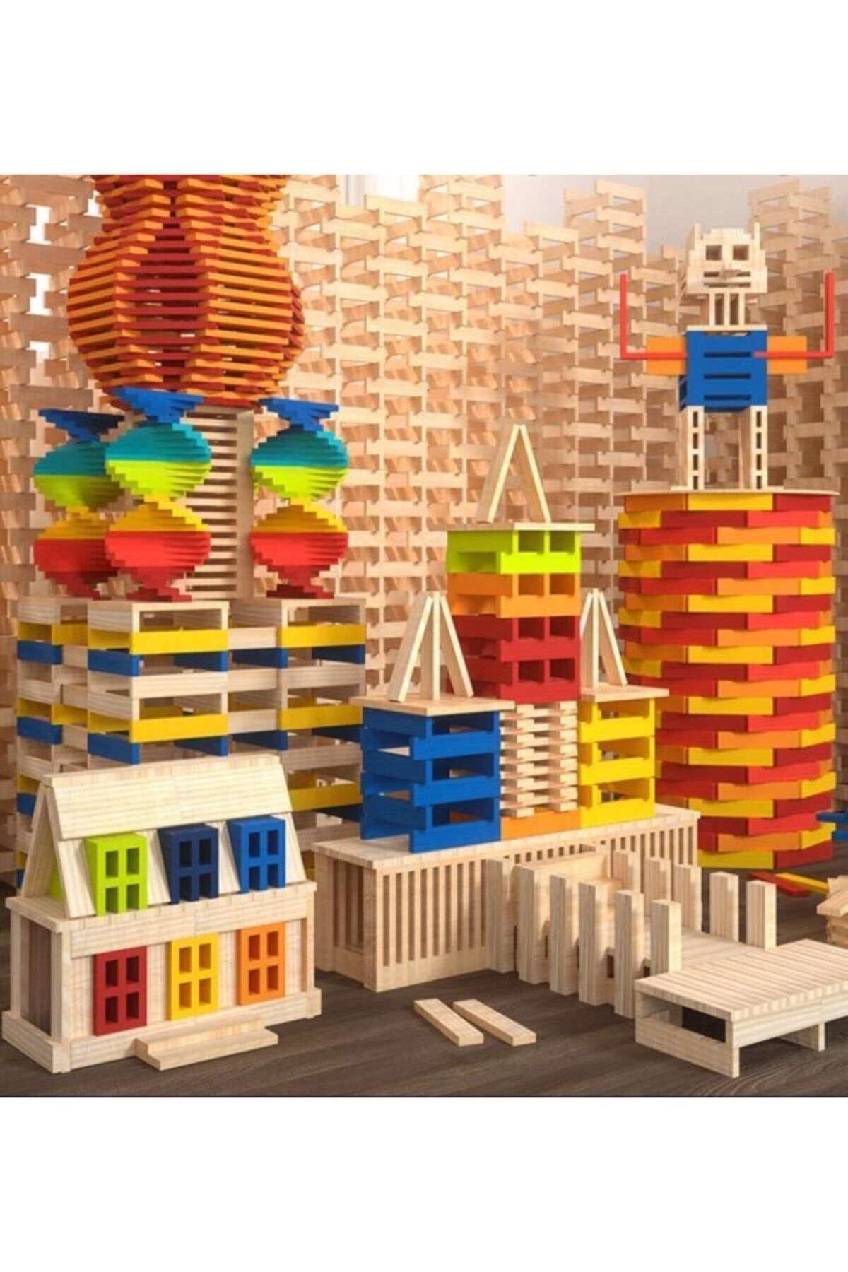 Depomiks Avm Ahşap Bloklar Eğitici Geliştirici 240 Adet Renkli Yapı Blokları Ahşap Oyuncak Zeka Oyunu Depomiks