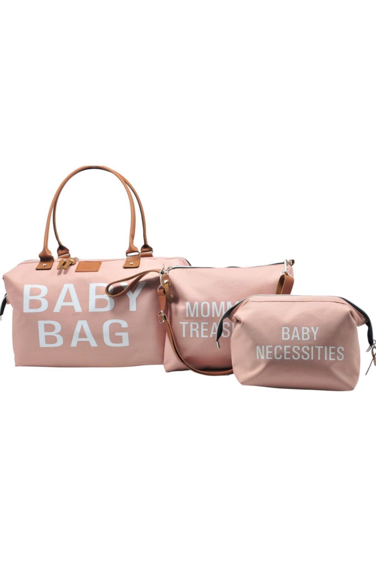 Babysi Baby Bag Tasarım 3 Lü Set Pudra Anne Bebek Bakım Ve Kadın Çantası