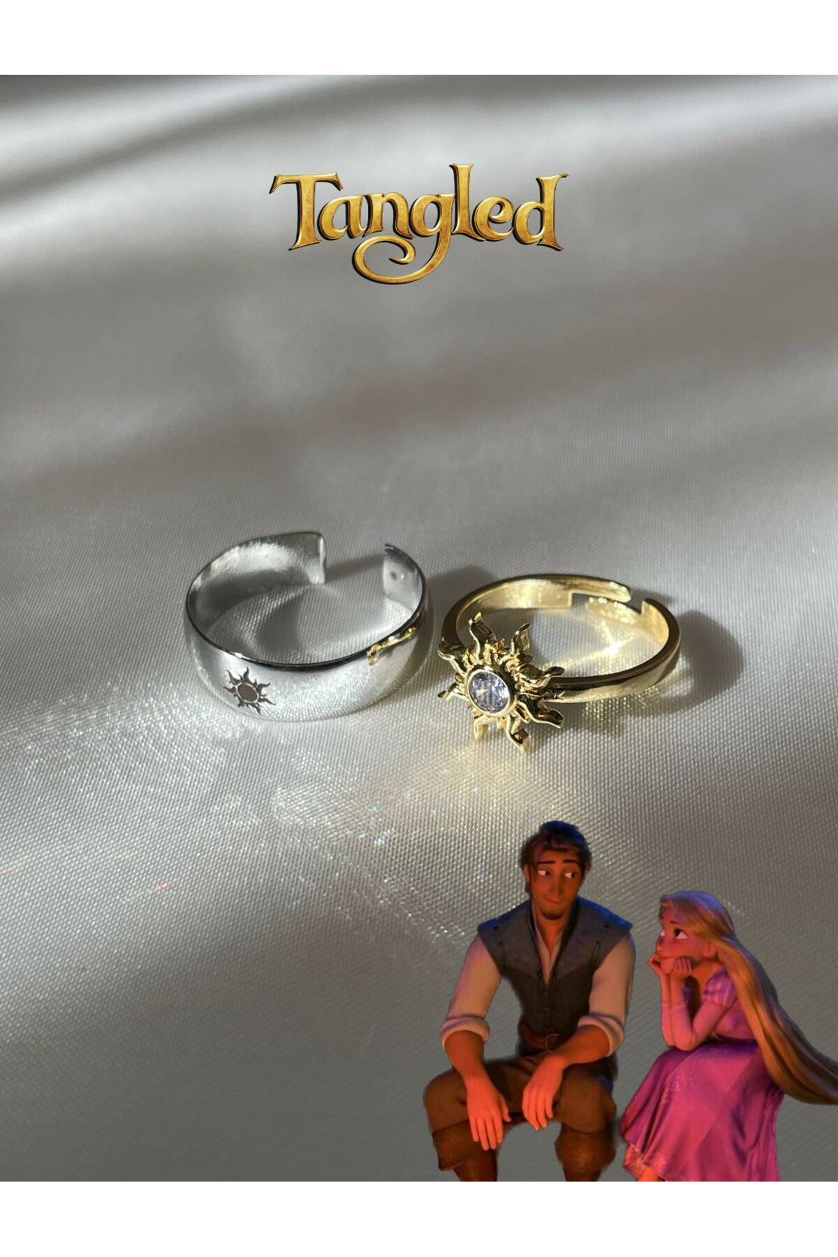 Harlofia Jewelry Rapunzel & Flynn Güneş Çift Yüzükleri