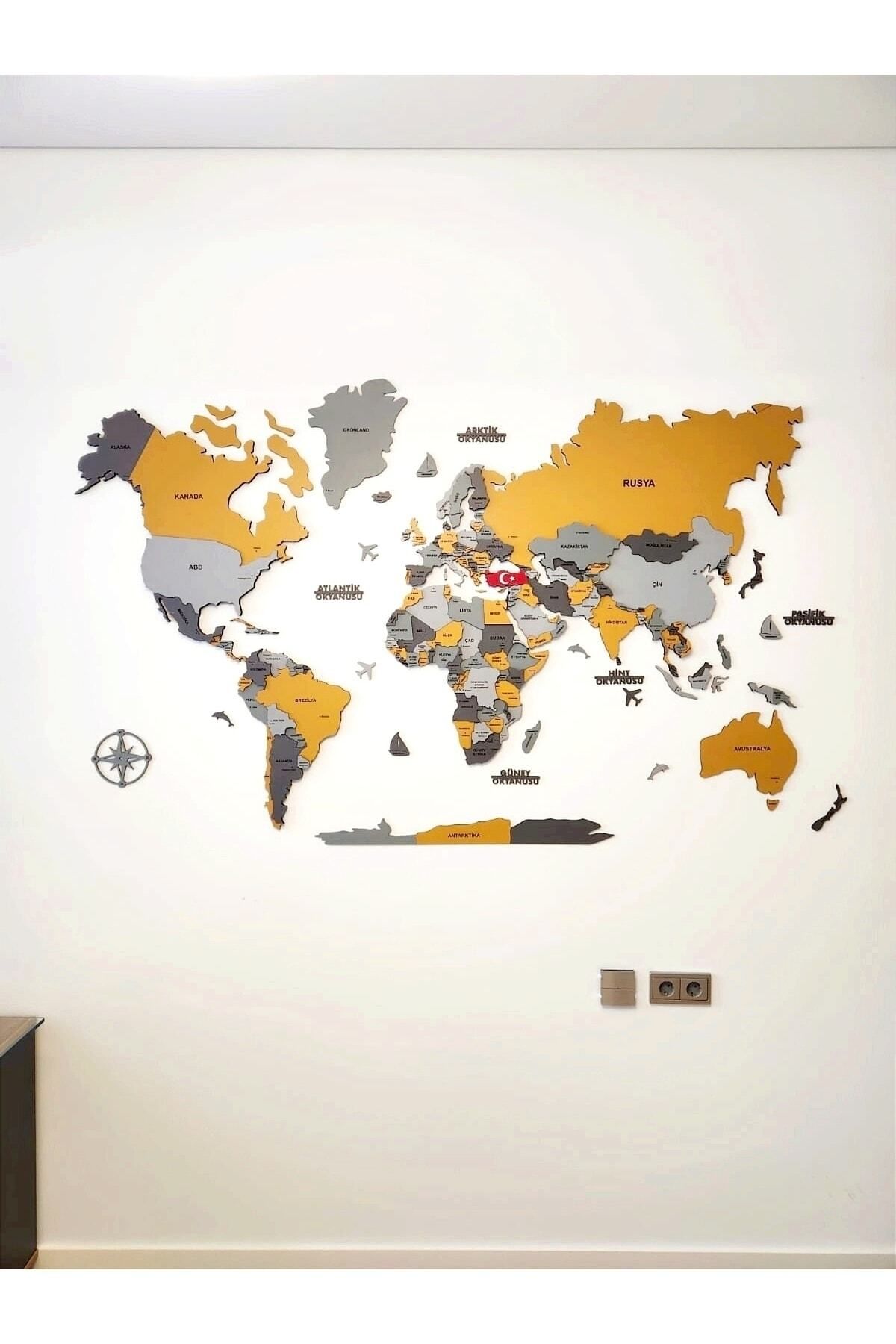 Orendart Ege Ahşap Dünya Haritası