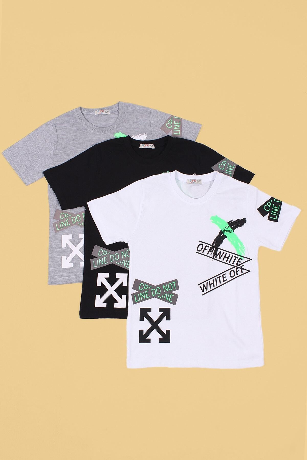 PANİO KİDS 3lü,collection, Baskılı, Beyaz-siyah-gri Erkek Çocuk T-shirt
