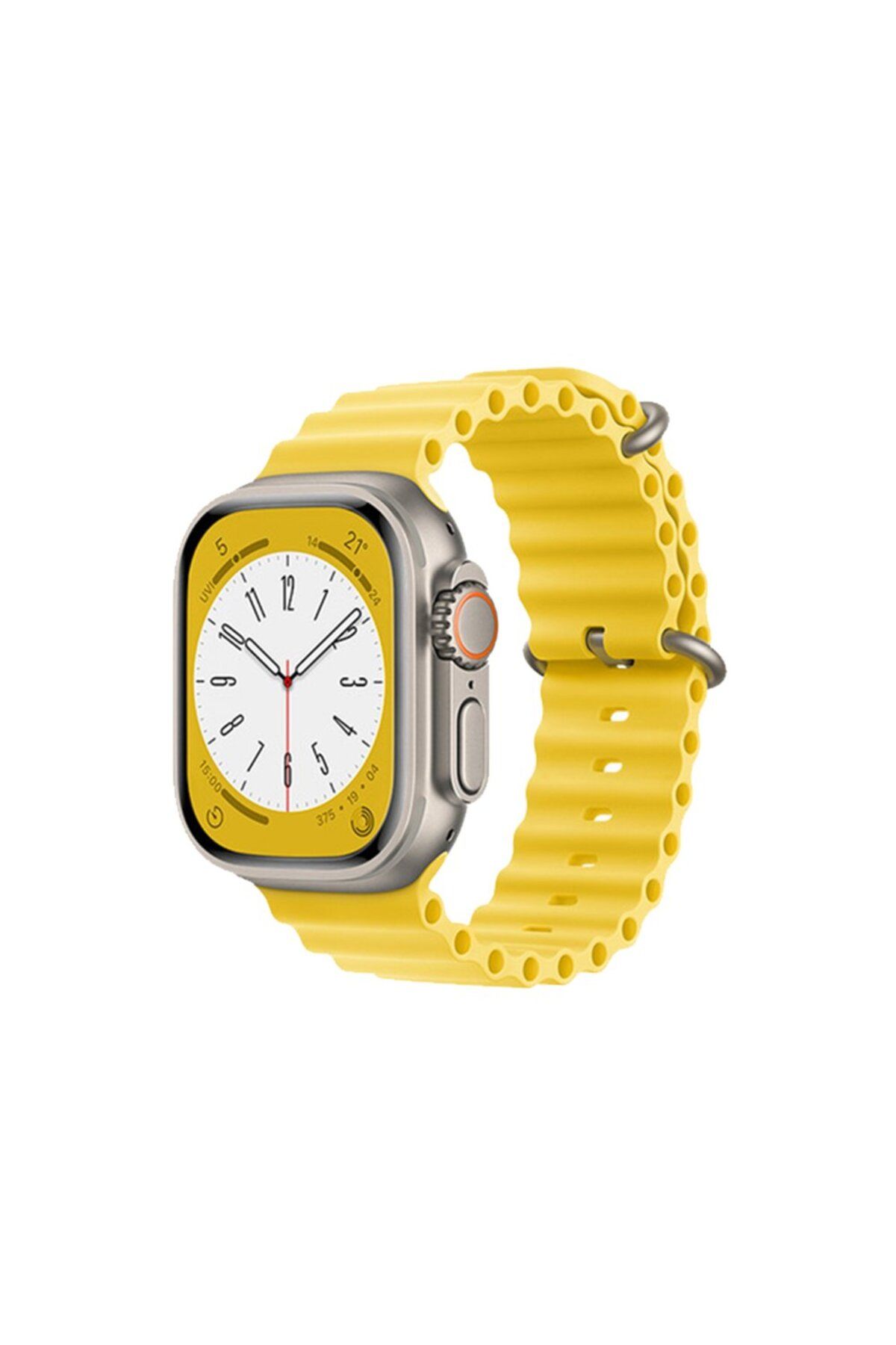 Lisinya Apple Watch  Uyumlu 42mm Ocean Kordon - Ürün Rengi : Sarı - Lisinya