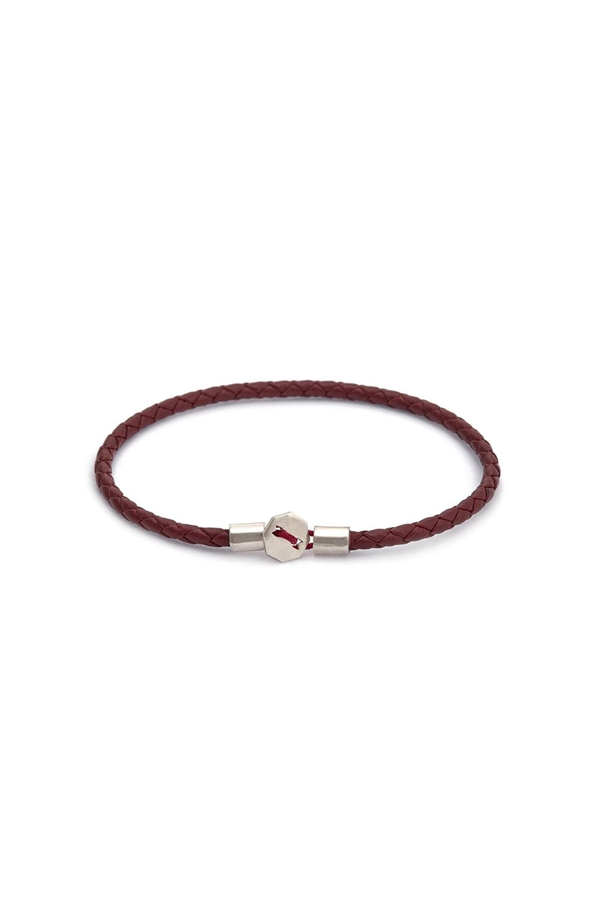 Atolyewolf Claret Red Leather Chance Bracelet In Silver