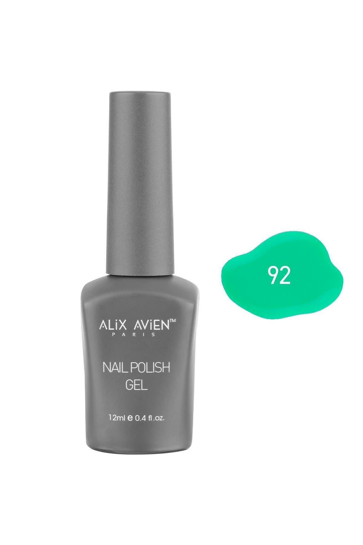 Alix Avien Koyu Yeşil Kalıcı Oje 92-Yoğun Renk Veren Jel Oje 12 ml-Nail UV Gel Polish 92