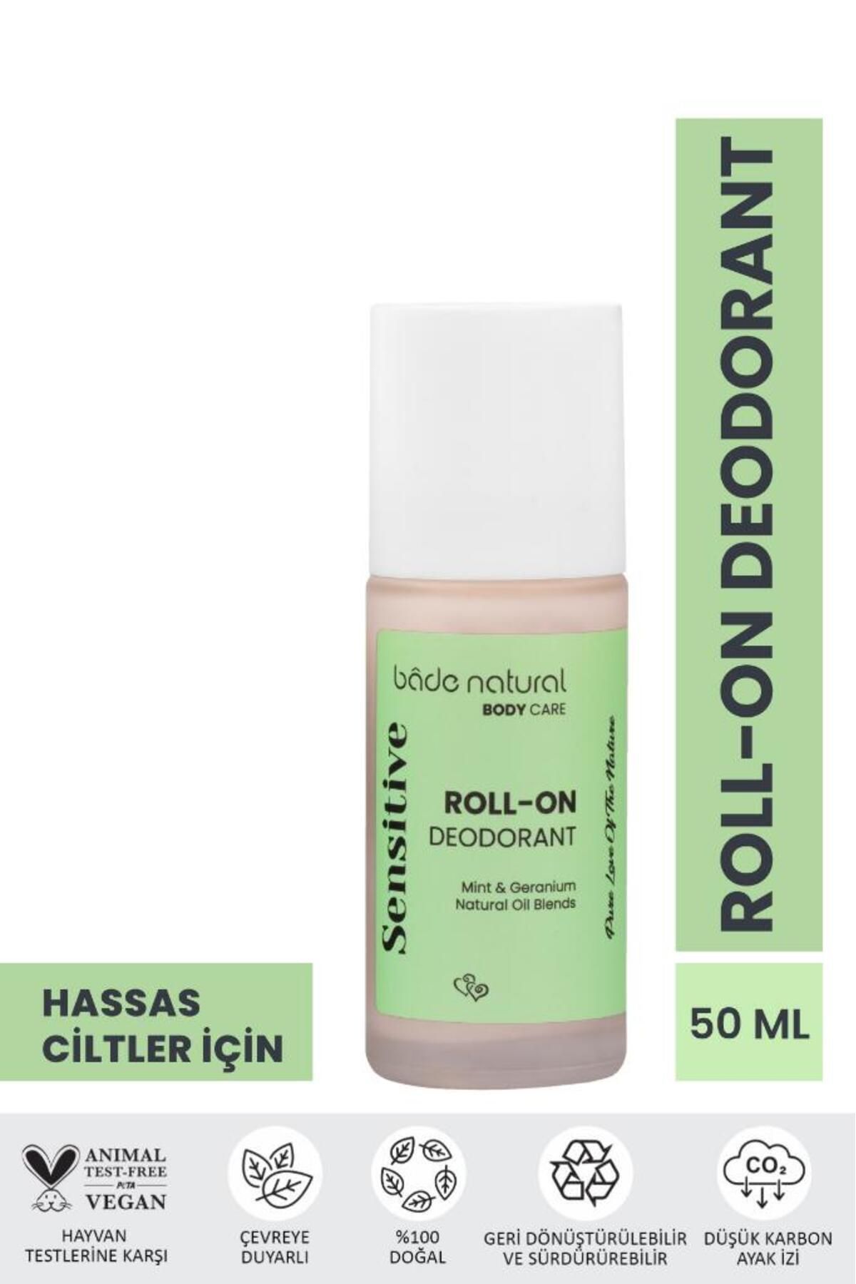 Bade Natural Doğal Roll On Hassas Ciltler Için Ter Kokusu Önleyici Koltuk Altı Deodorant %100 Doğal Ve Vegan 50ml