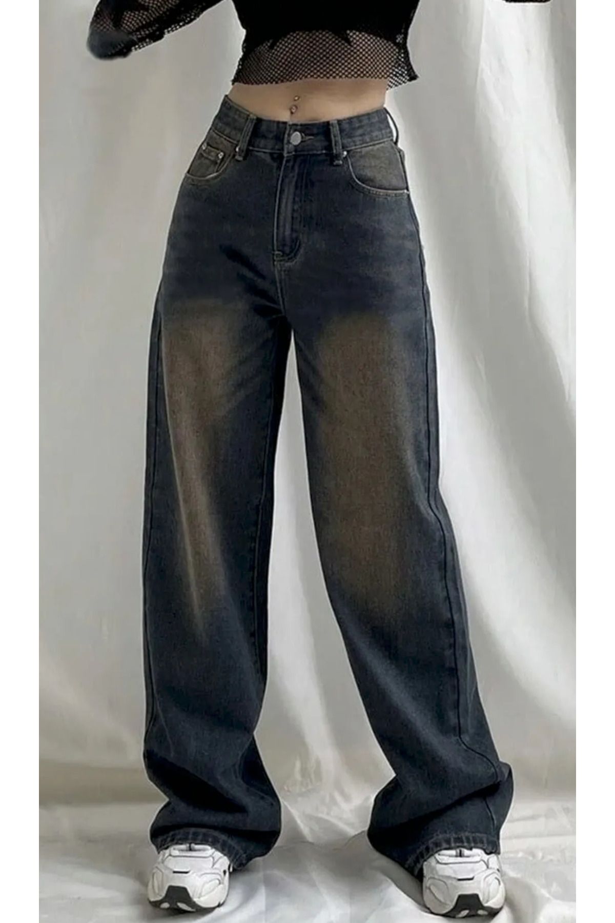 Gofeel Street Tech Bol Paça Kahverengi Yıkamalı Baggy Jean