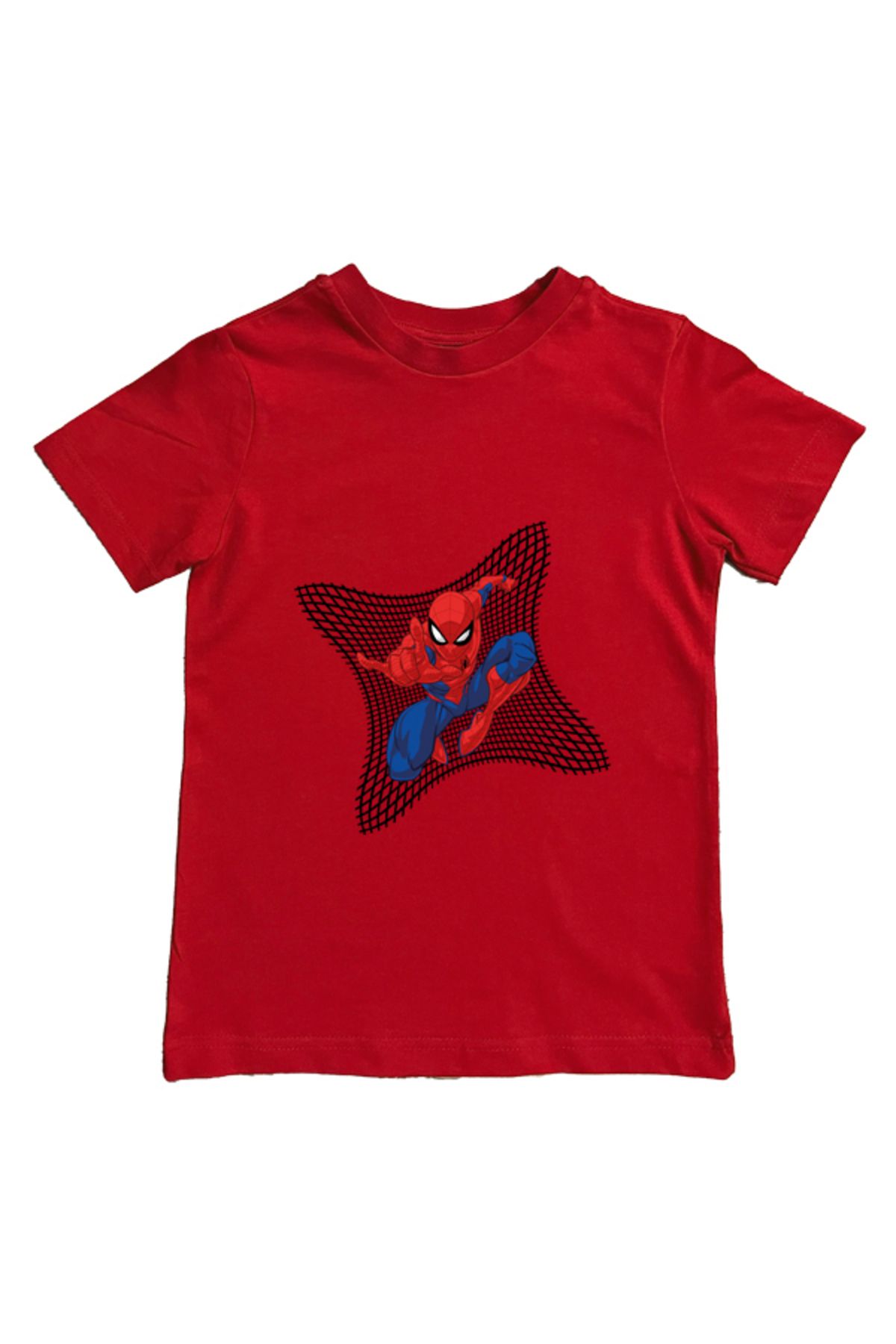 Spiderman baskılı örümcek adam pamuklu penye kumaş yazlık çocuk tişört
