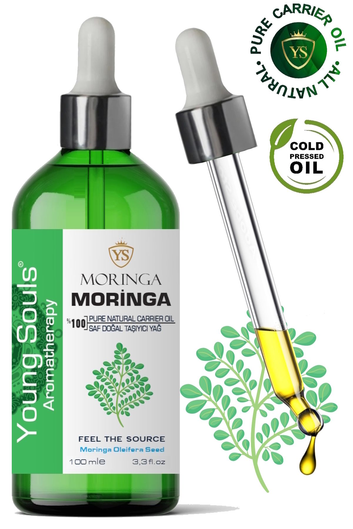 YOUNG SOULS Aromatherapy Moringa Carrier Oil ( Cold Pressed ) Taşıyıcı Yağ ( Soğuk Sıkım ) 100 ml