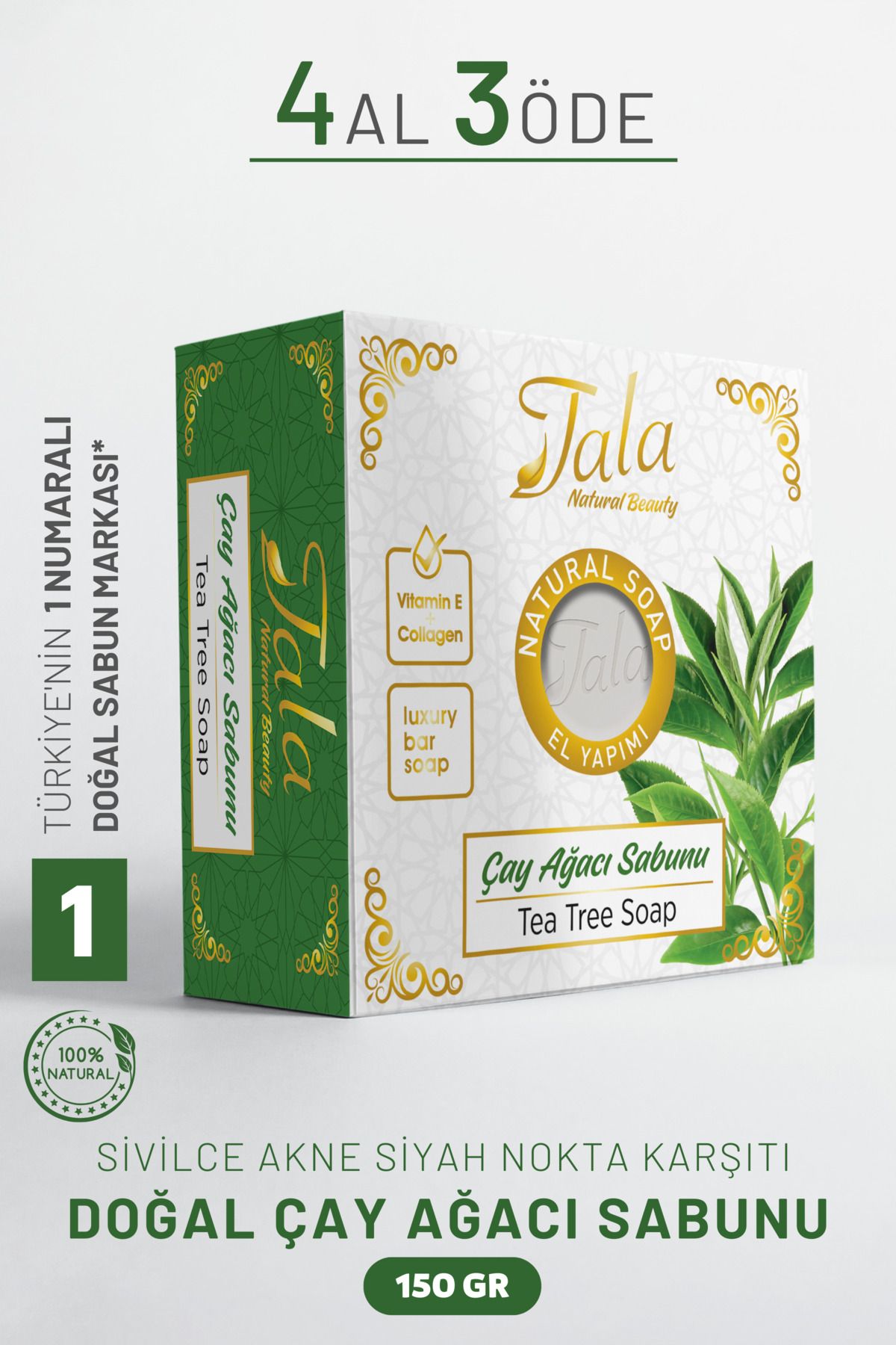 Tala Çay Ağacı Sabunu Doğal Sivilce Akne Siyah Nokta Karşıtı 150 Gr