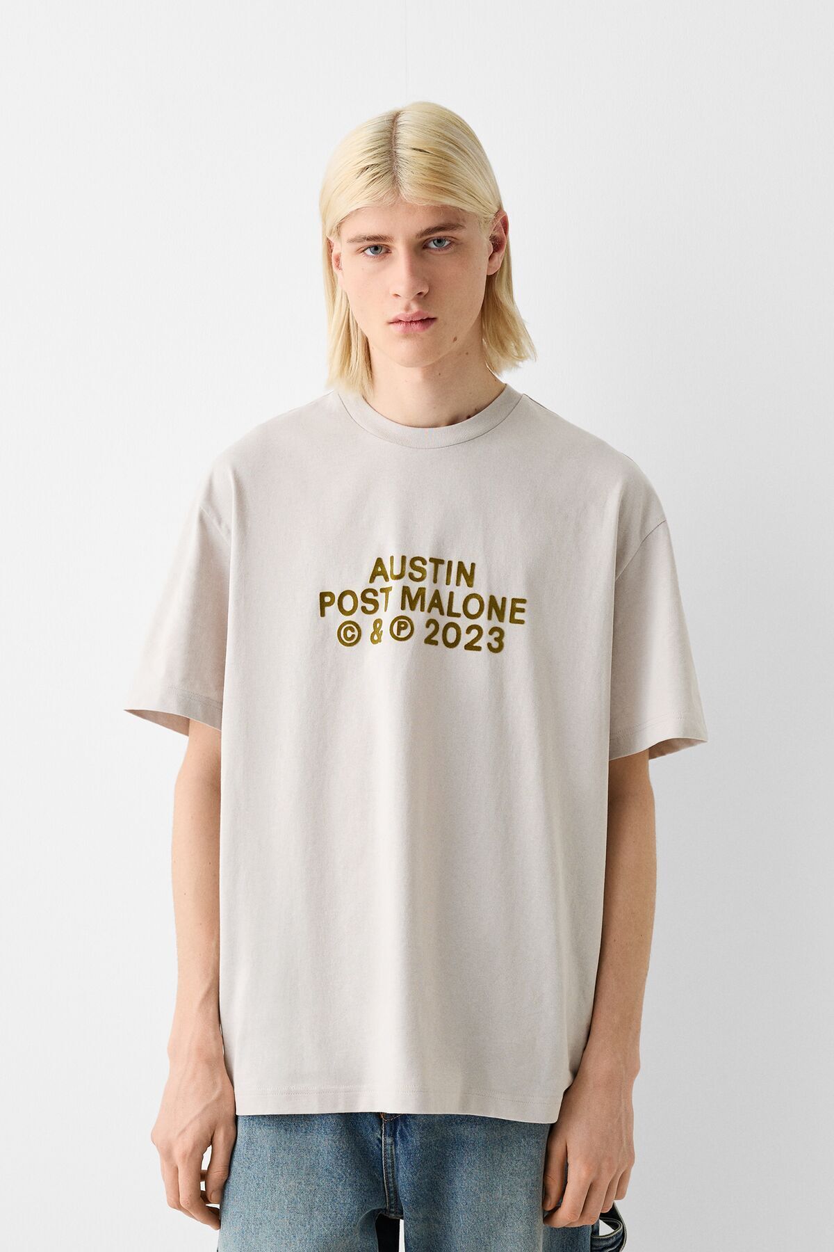 Bershka Kısa kollu Post Malone baskılı kare kesim t-shirt