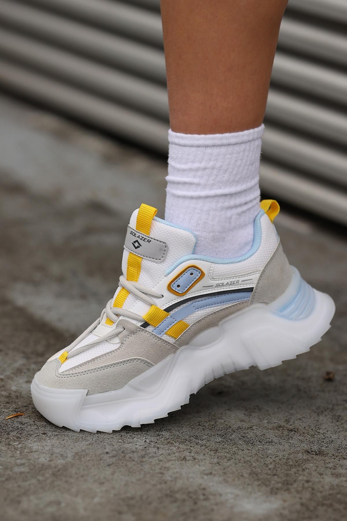 SOLAZER Kadın Ortopedik Taban Fileli Sneaker Günlük Spor Ayakkabı