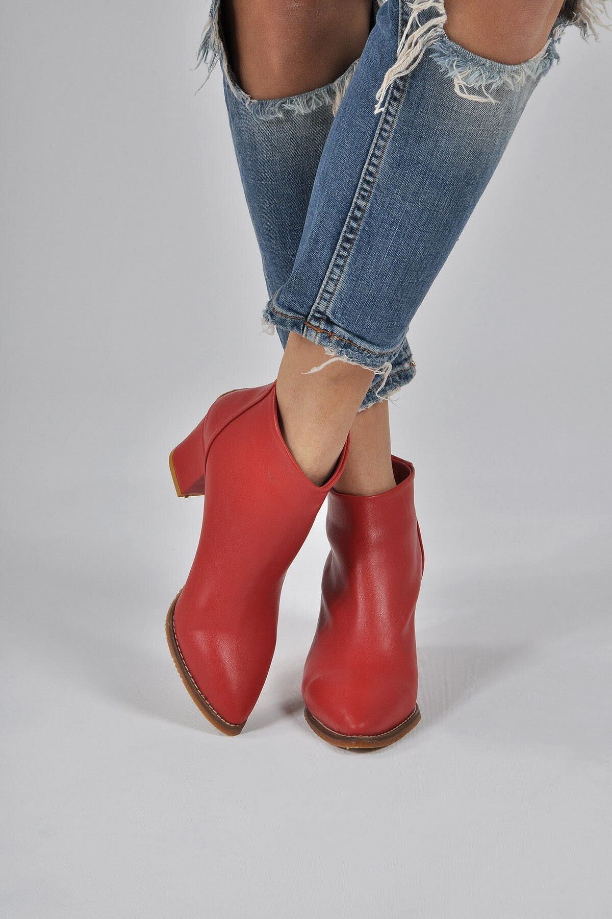 Vizon Ayakkabı Kırmızı Kadın Bot 137046