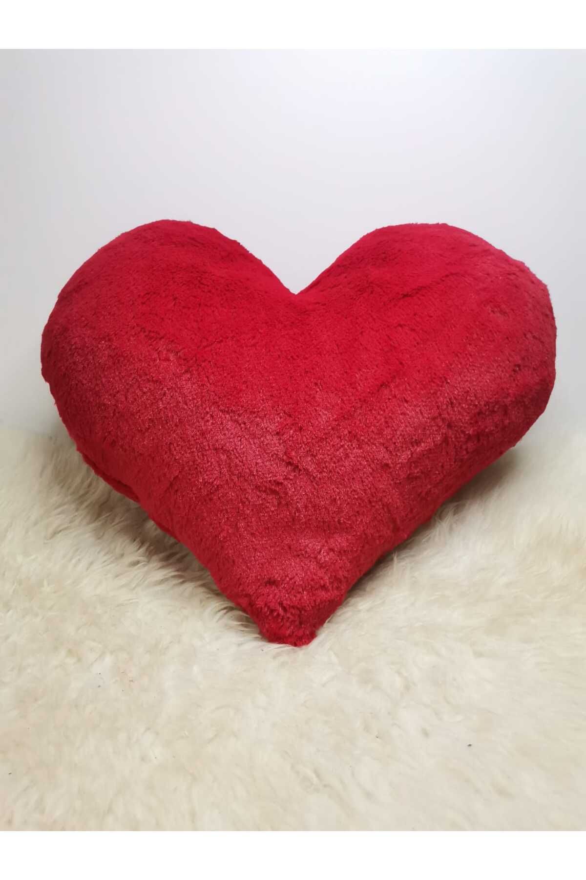 Junenext Büyük Kalp Şekilli Peluş Dekoratif Yastık ( İçi Dolu ) 45 cm