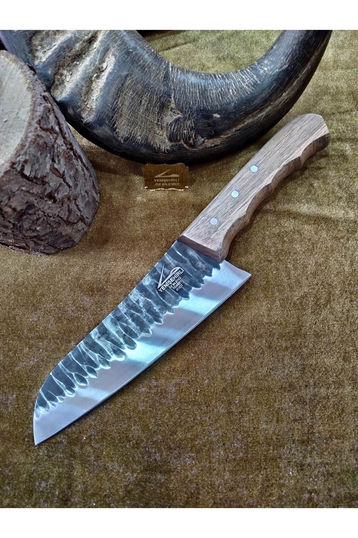 Yenisehirli bileyici Bursa Dövme Çelik Şef Bıçağı El Yapımı Tam Boy 29 Cm