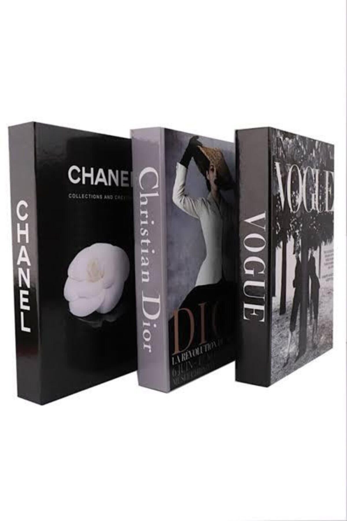 Azra hediyelik eşya ve tekstil ürünler 3 Lü Chanel/vogue/dıor Dekoratif Kitap Kutu