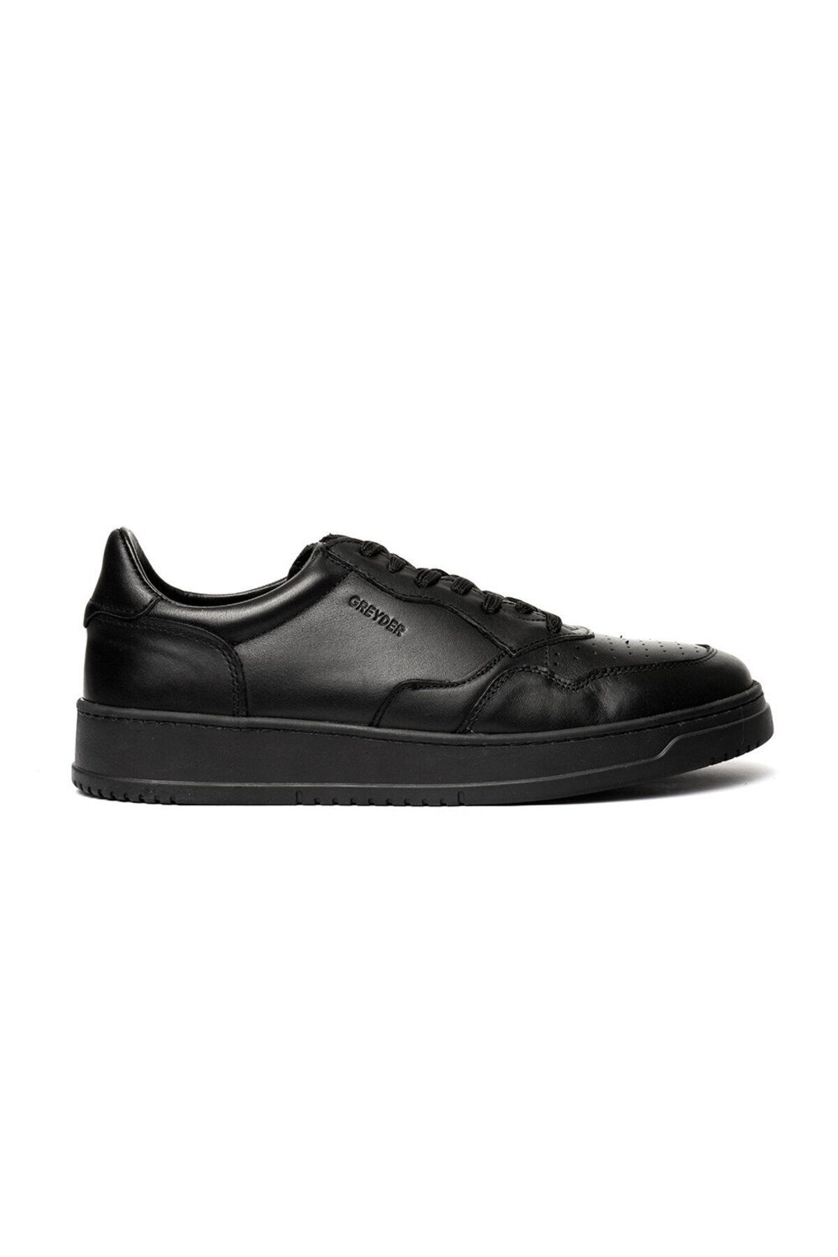 Greyder Erkek Siyah Hakiki Deri Sneaker Ayakkabı 3k1sa62609
