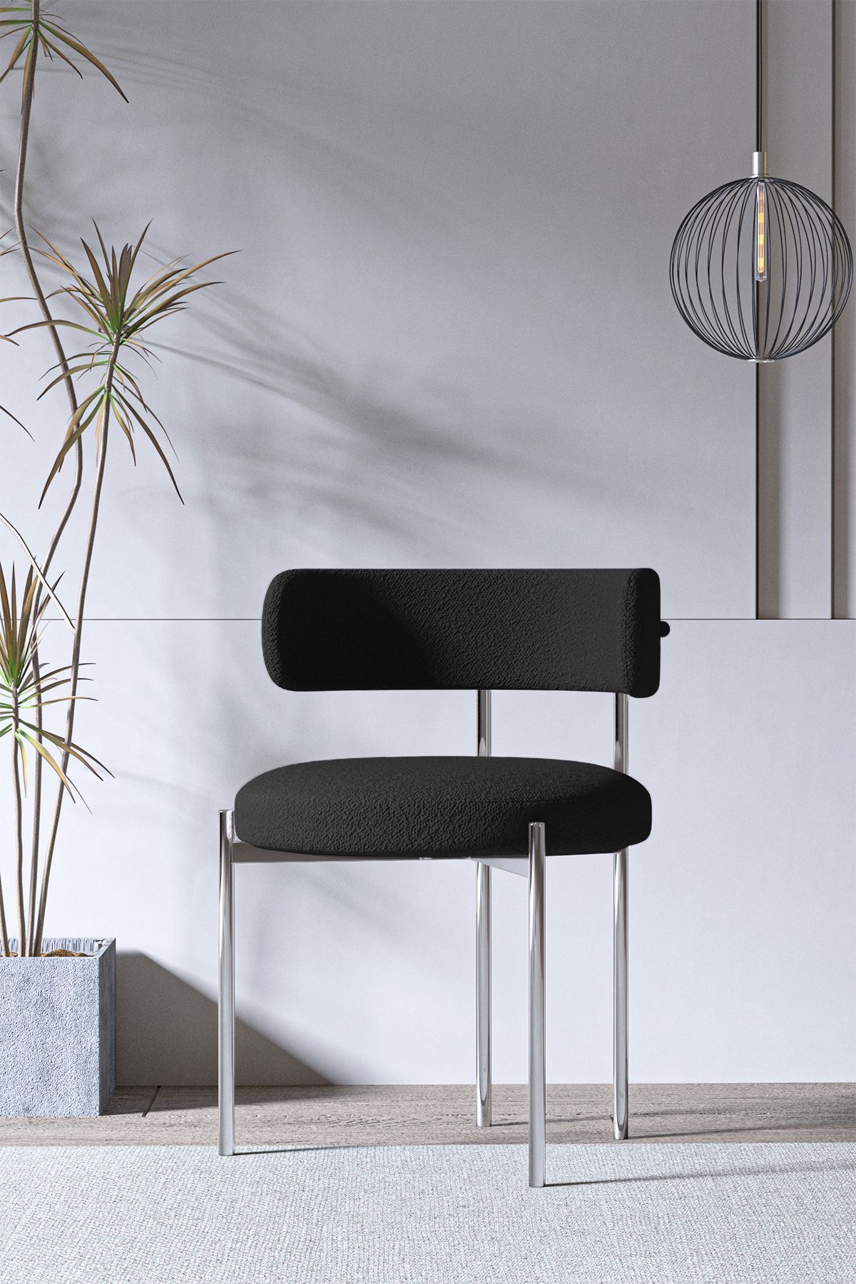 Avvio Lorenta Gümüş Metal Rols Mutfak Sandalyesi Yemek Odası Sandalyesi Makyaj Sandalyesi (TEDDY SANDALYE)