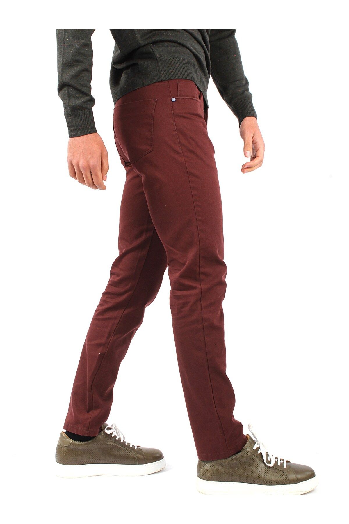 Dufy Bordo Erkek Regular Fit Düz Kanvas Pantolon - 32104