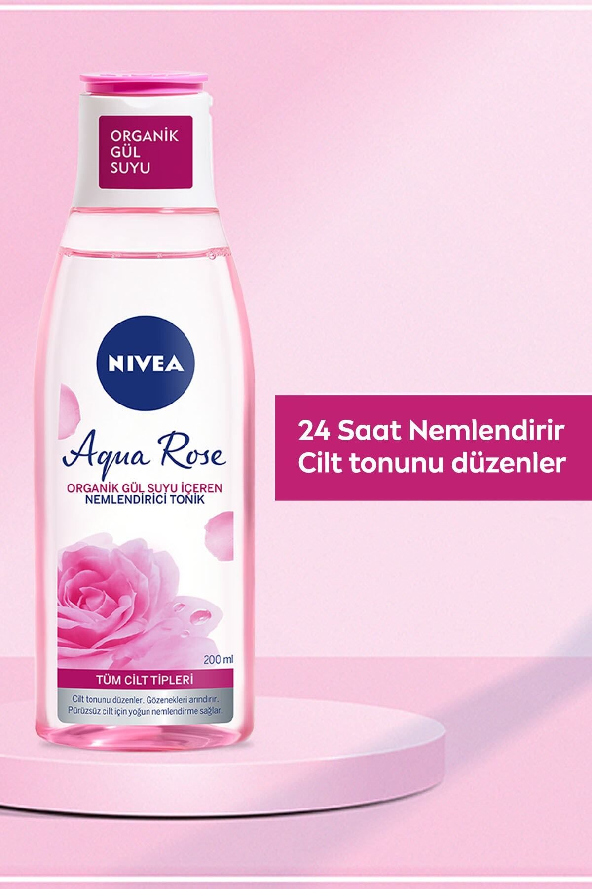 Aqua Rose Organik Gül Suyu İçeren Nemlendirici Tonik 200ml,Tüm Cilt Tipleri,24 Saat Yüz Nemlendirici_2