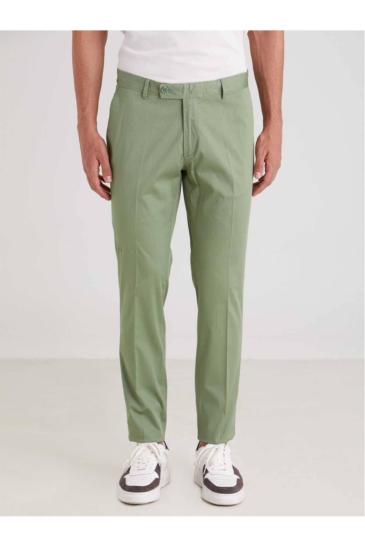 Dufy Yeşil Erkek Slim Fit Düz Kanvas Pantolon - 29599