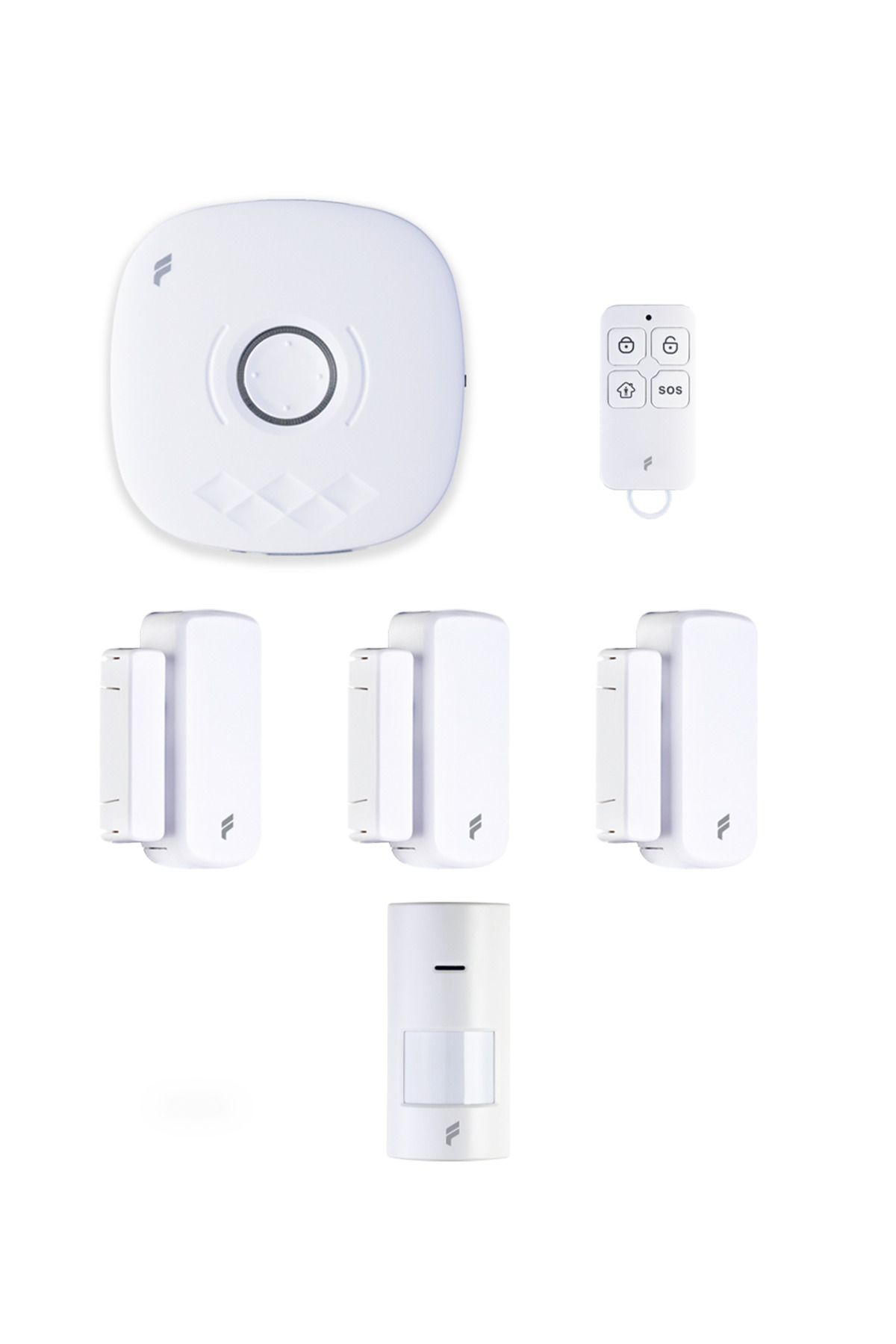 Fonri Akıllı Pratik Alarm Seti; Akıllı Alarm, 3x Akıllı Kapı Pencere ve 1x Akıllı Hareket Sensörü, Kumanda