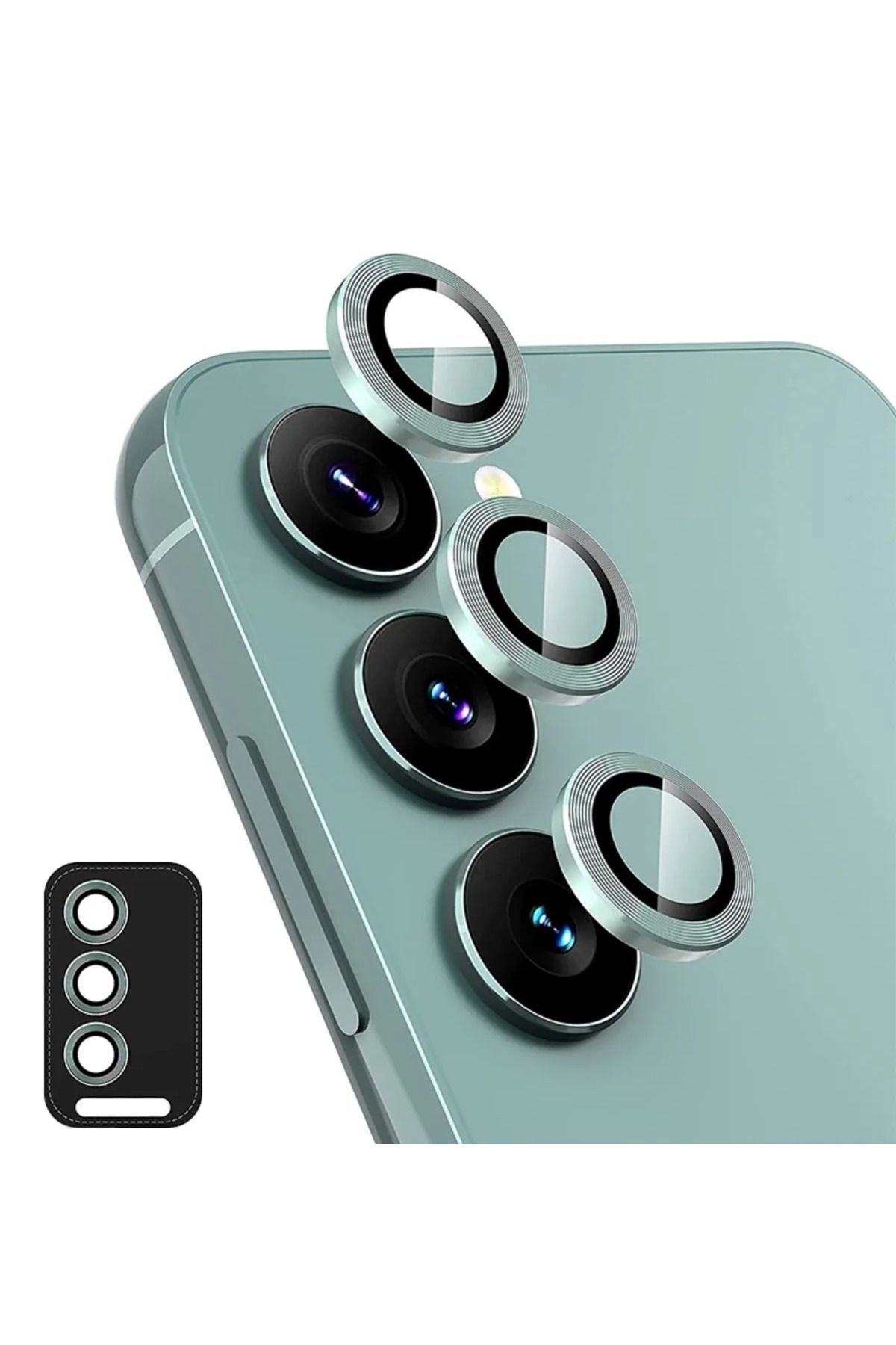 Fibaks Samsung Galaxy S24 Uyumlu Uygulama Aparatlı 3 Parça Kamera Lens Koruyucu Cam Kamera Koruma