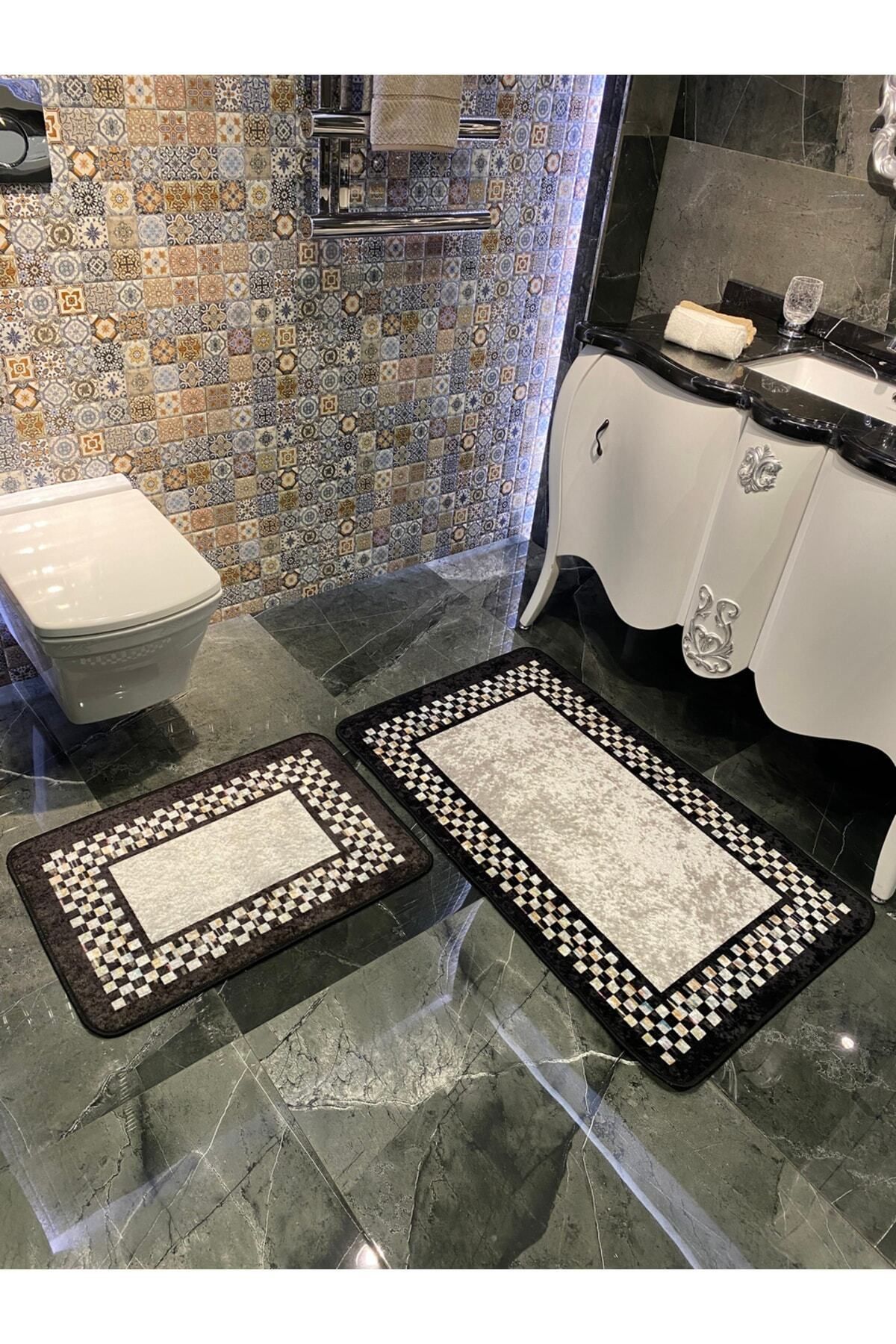 Brillant Lateks Taban Saçaksız (70X110 - 70X50) Ikili Banyo Paspas Takımı