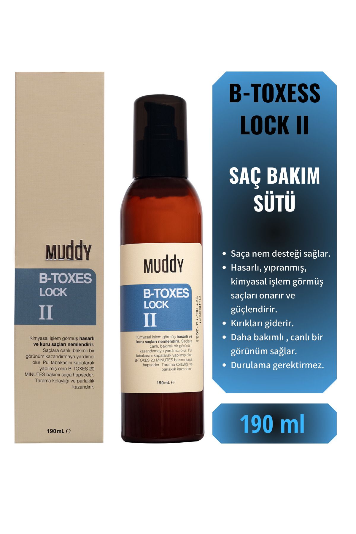 Muddy Yıpranmış Saçlara Besleyici Ve Onarıcı B-toxes Lock Iı Durulanmayan Bakım Sütü 190 Ml.