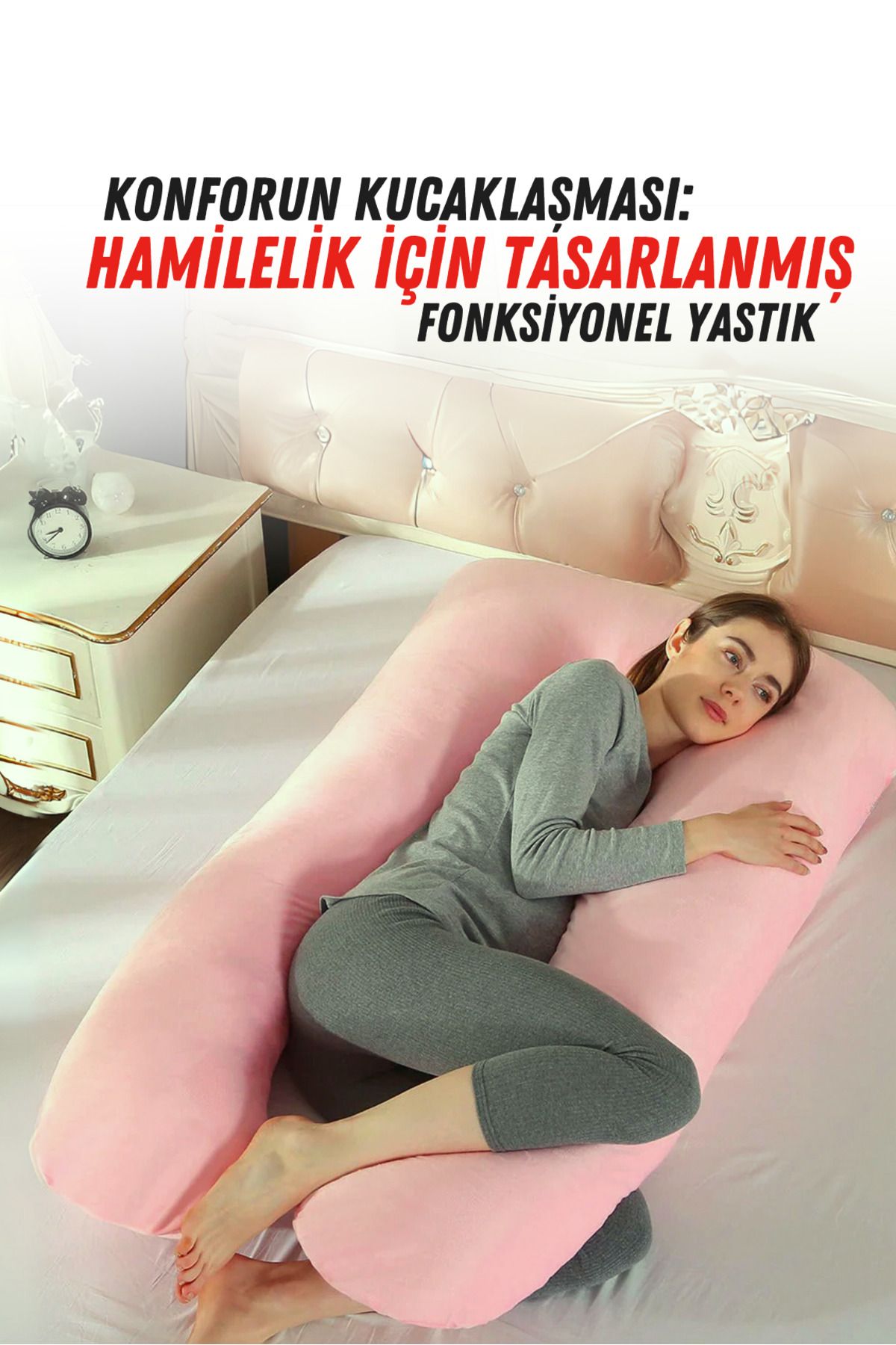 XPERMATE Hamile Yastık Fermuarlı Hamile Yastığı Hamile Destek Yastığı Hamile Uyku Yastığı Hamilelik Pembe