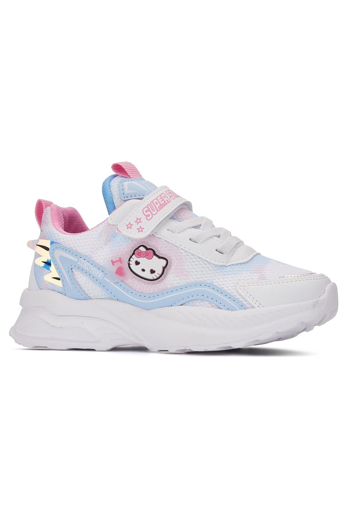 İmerShoes Günlük Kız Çocuk Sneaker Lastik Bağcıklı Hologram Cırtlı Hello Kitty Nefes Alabilen Ayakkabı 2014