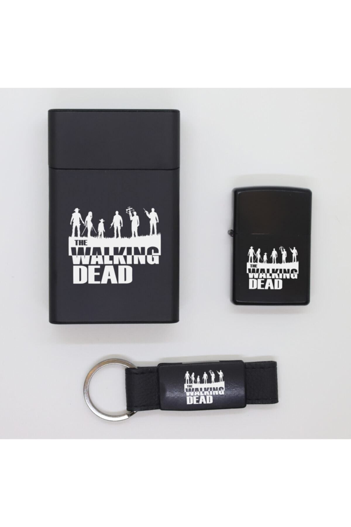ELALAZER The Walking Dead Metal Sigara Kutusu, Zippo Çakmak Ve Anahtarlık Seti